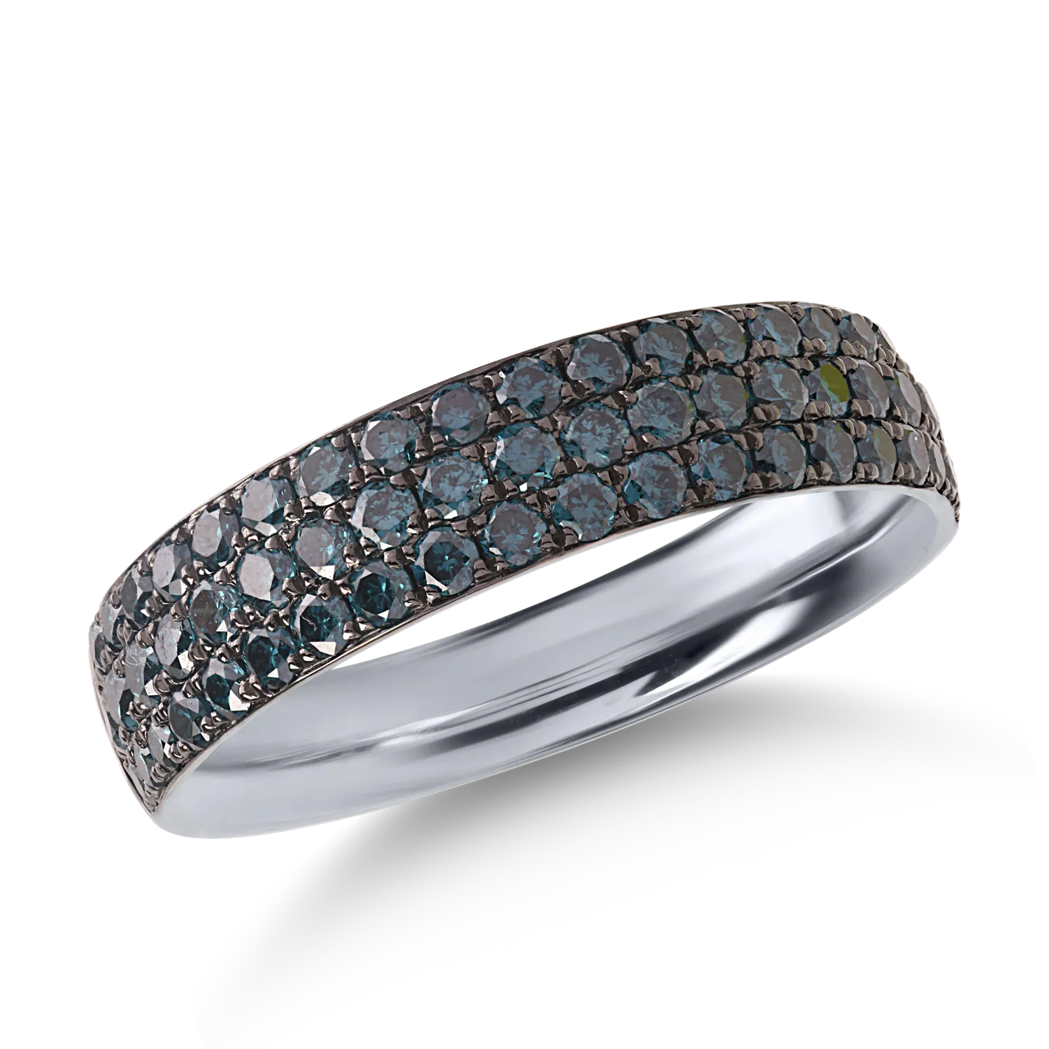 Inel din aur alb cu diamante albastre microsetting de 0.8ct