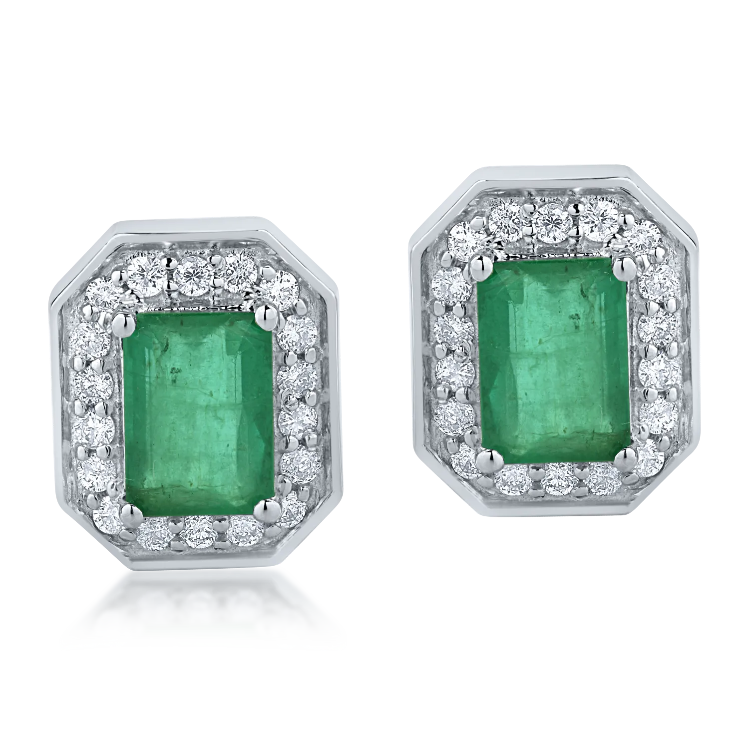 Fehérarany fülbevaló 1.91ct smaragddal és 0.39ct gyémánttal