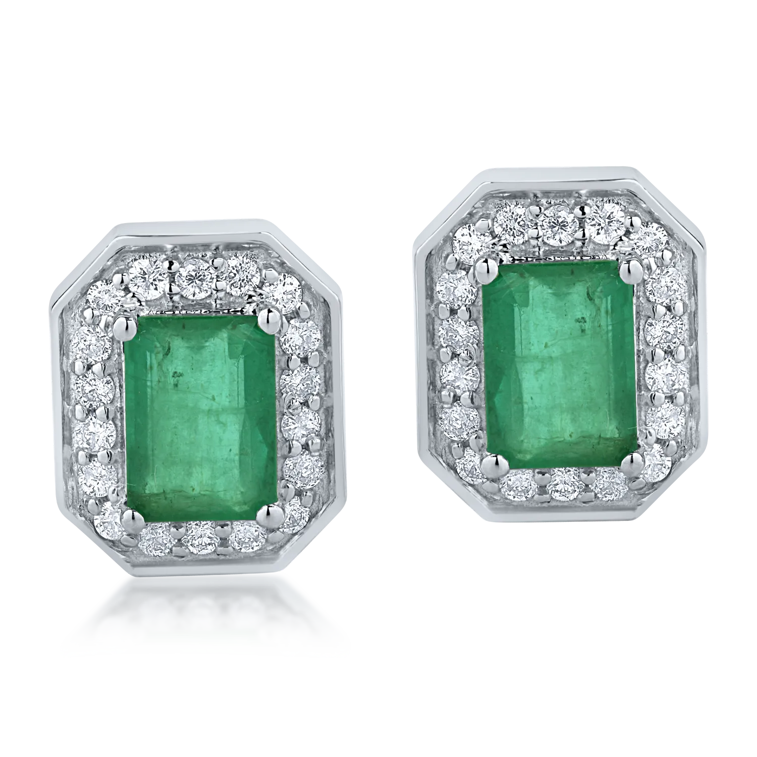 White gold earrings with 1.91ct emeralds and 0.39ct diamonds