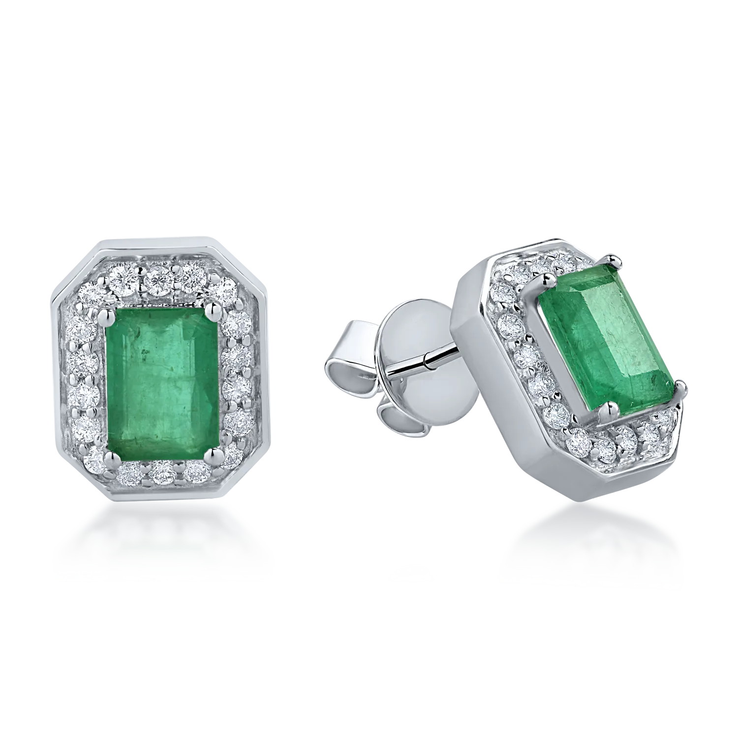 White gold earrings with 1.91ct emeralds and 0.39ct diamonds