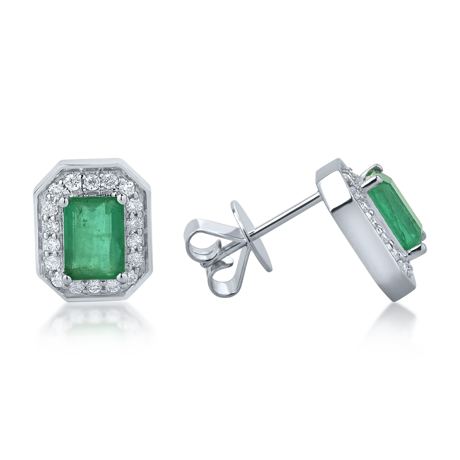 White gold earrings with 1.91ct emeralds and 0.39ct diamonds