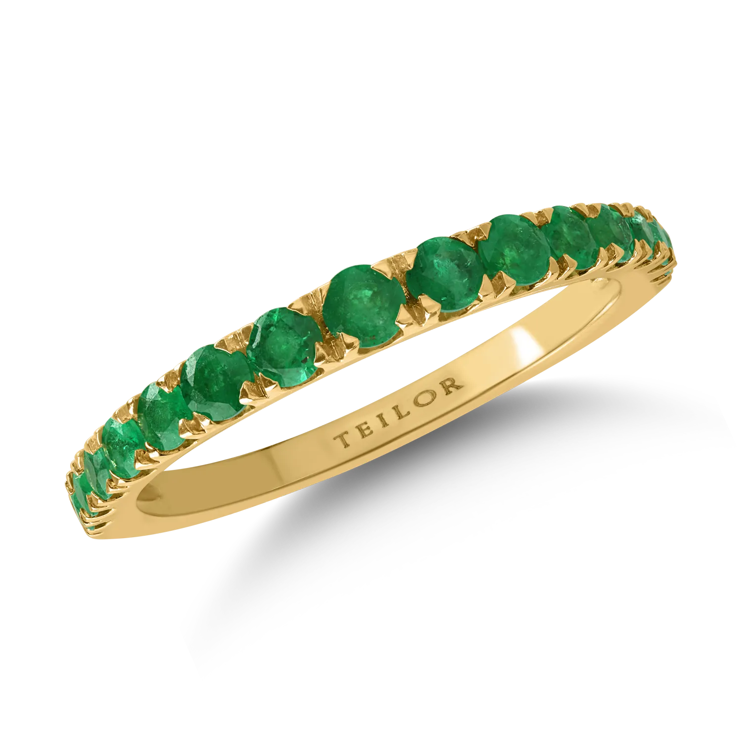 Half eternity ring in yellow gold with 0.7ct emeralds