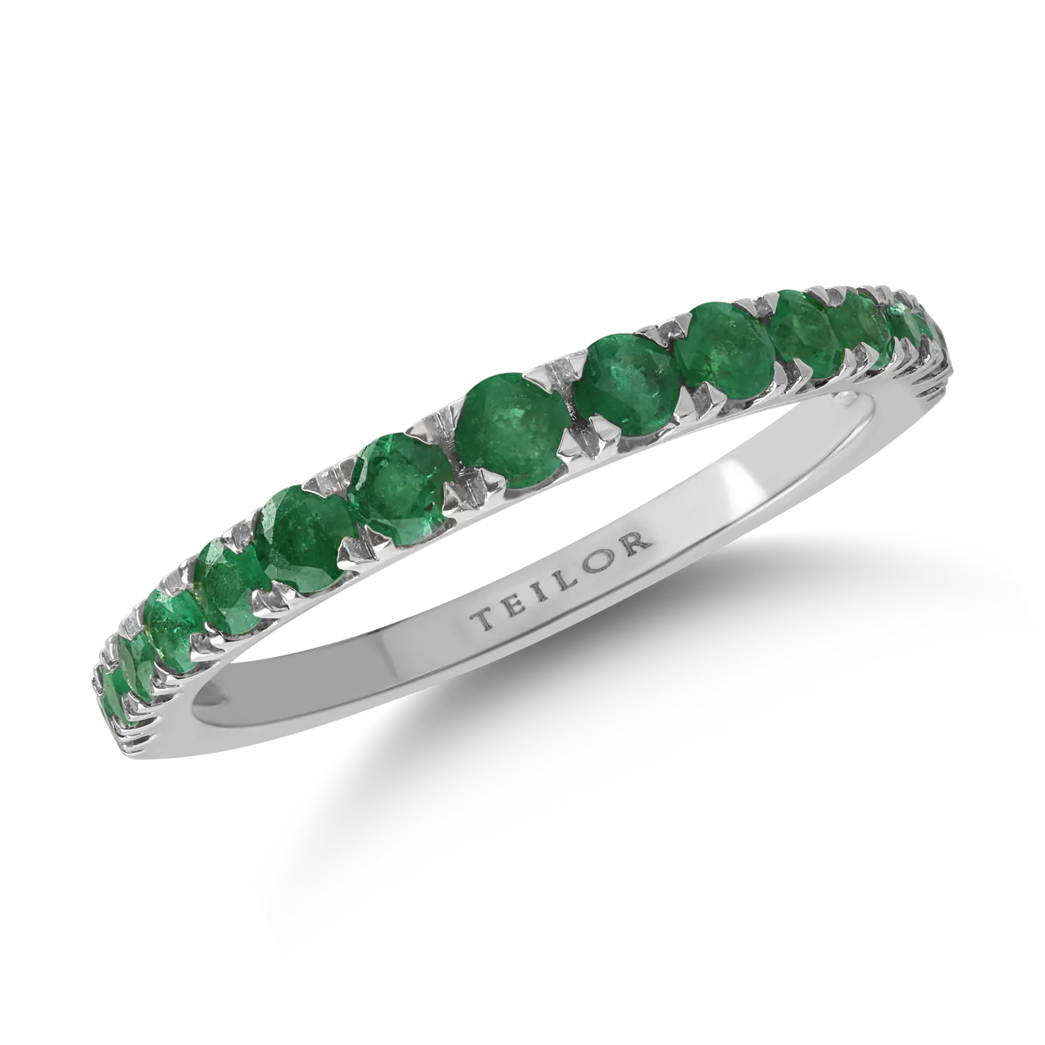 Half eternity ring in white gold with 0.7ct emeralds