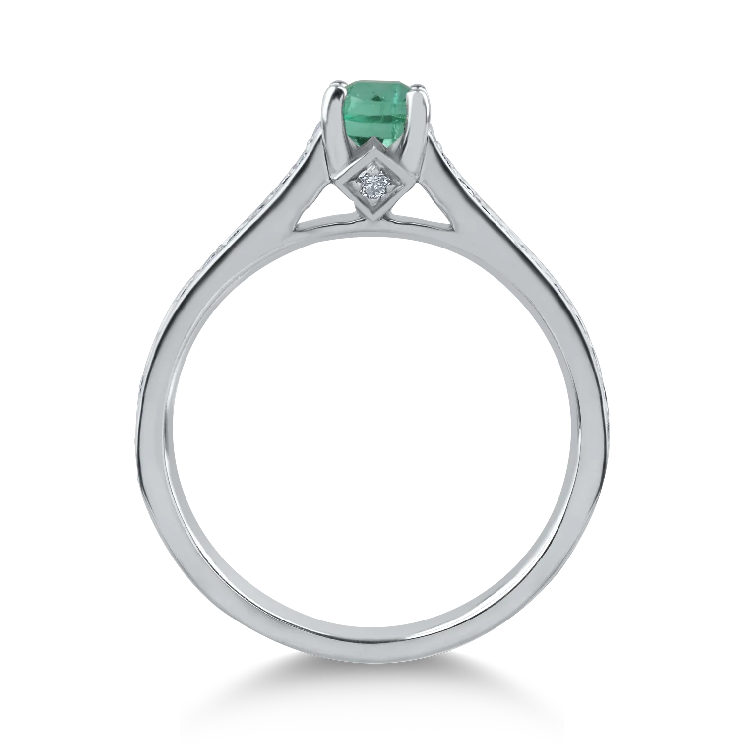 White gold engagement ring with 0.37ct emerald and 0.22ct diamonds