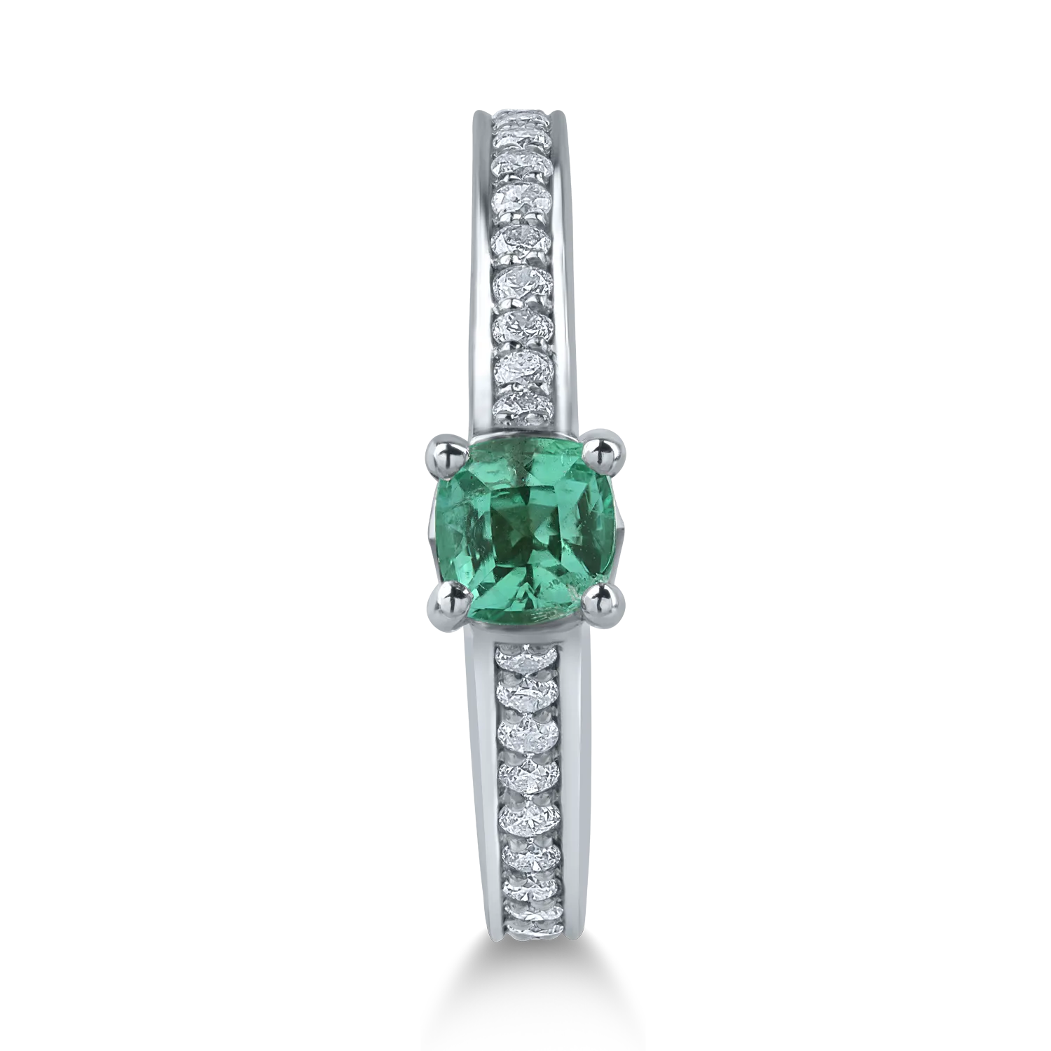 Fehérarany eljegyzési gyűrű 0.37ct smaragddal és 0.22ct gyémántokkal