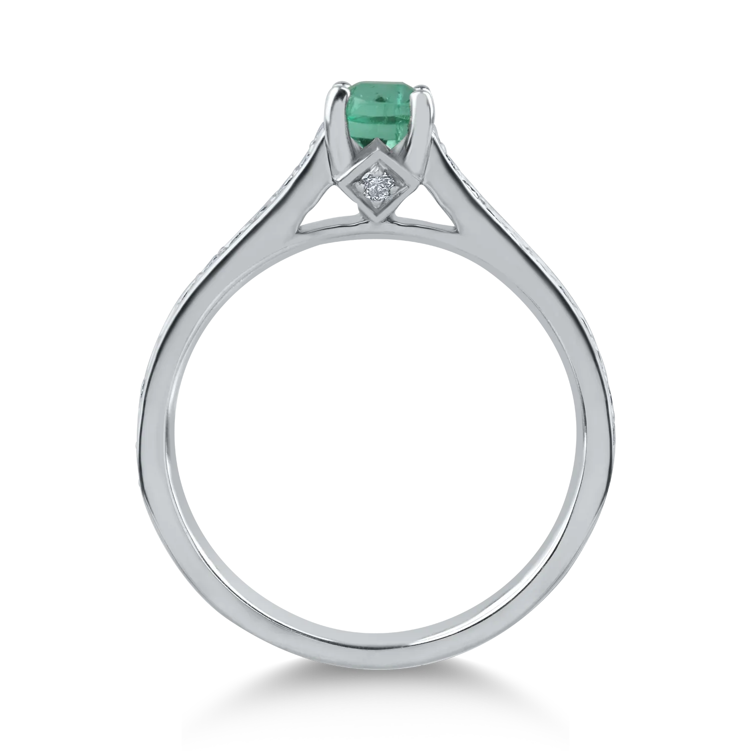 Inel de logodna din aur alb cu smarald de 0.35ct si diamante de 0.22ct