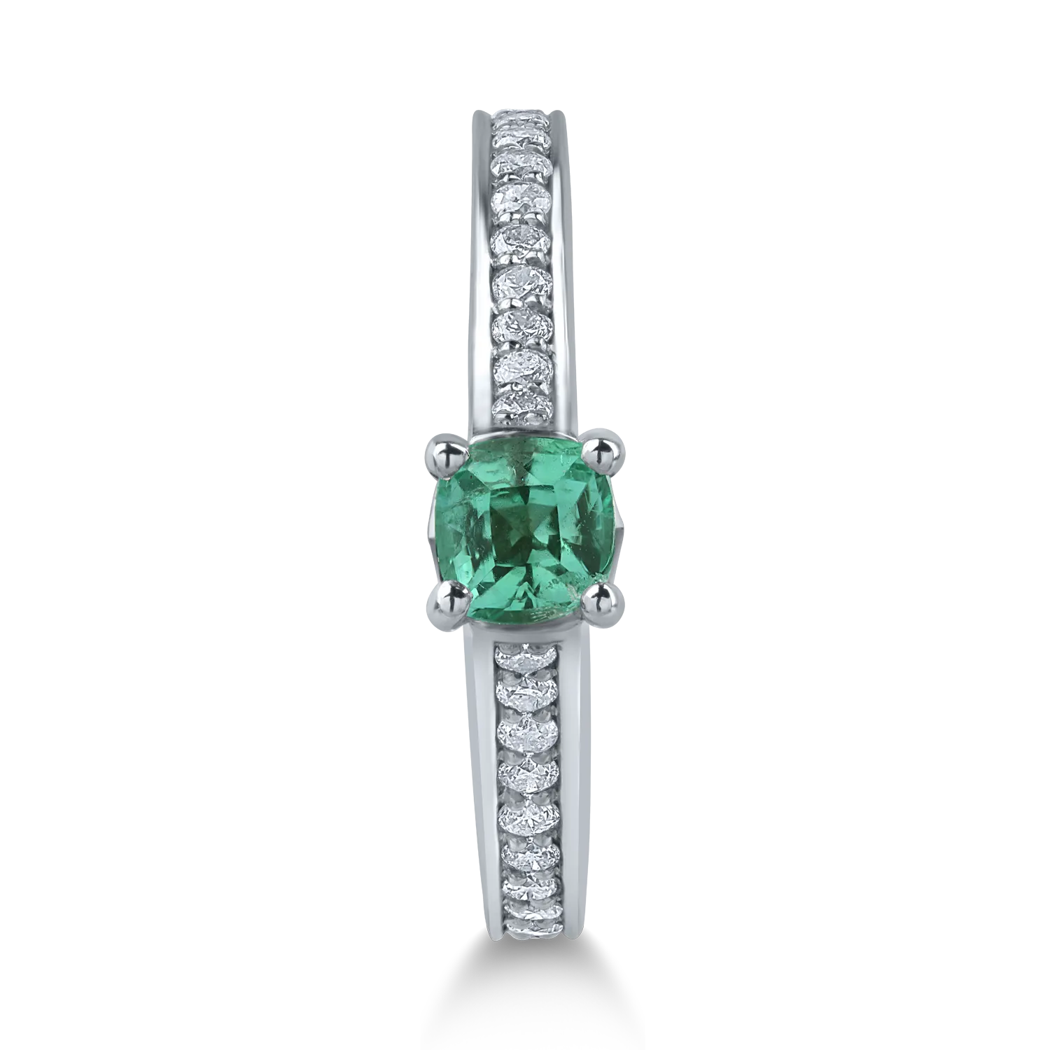 Inel de logodna din aur alb cu smarald de 0.35ct si diamante de 0.22ct