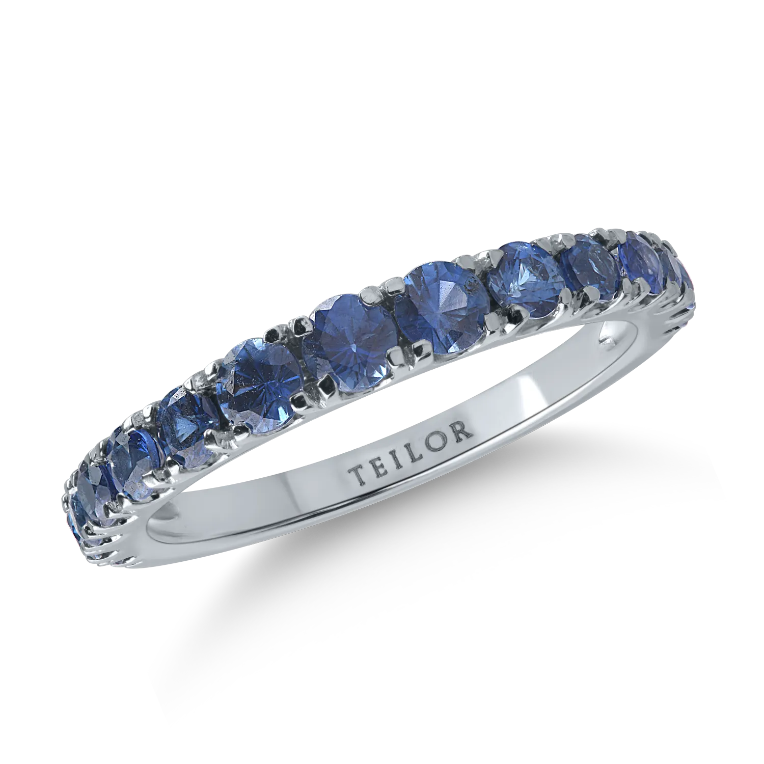 Half eternity ring in white gold with 1.02ct sapphires