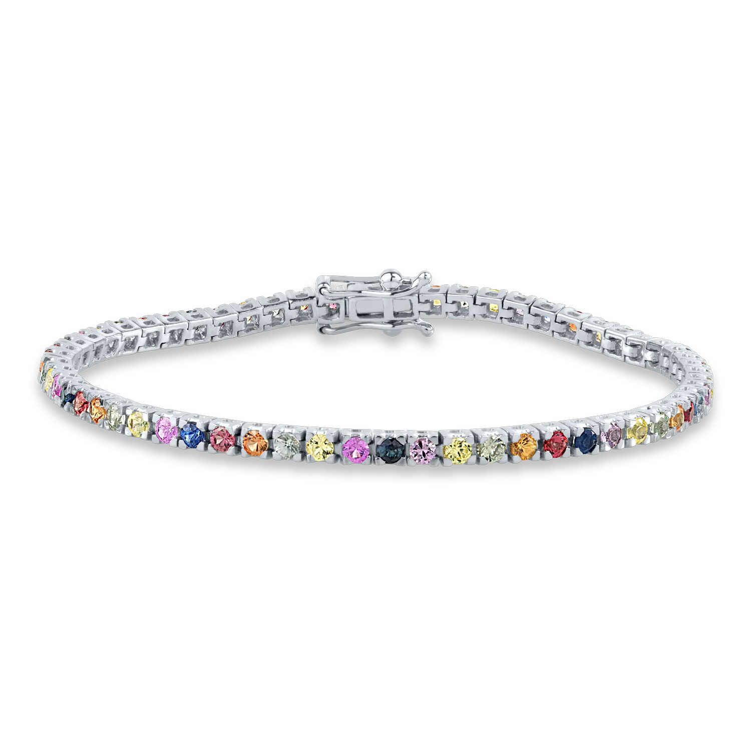 White gold tennis bracelet with multicolored sapphires of 3.41ct