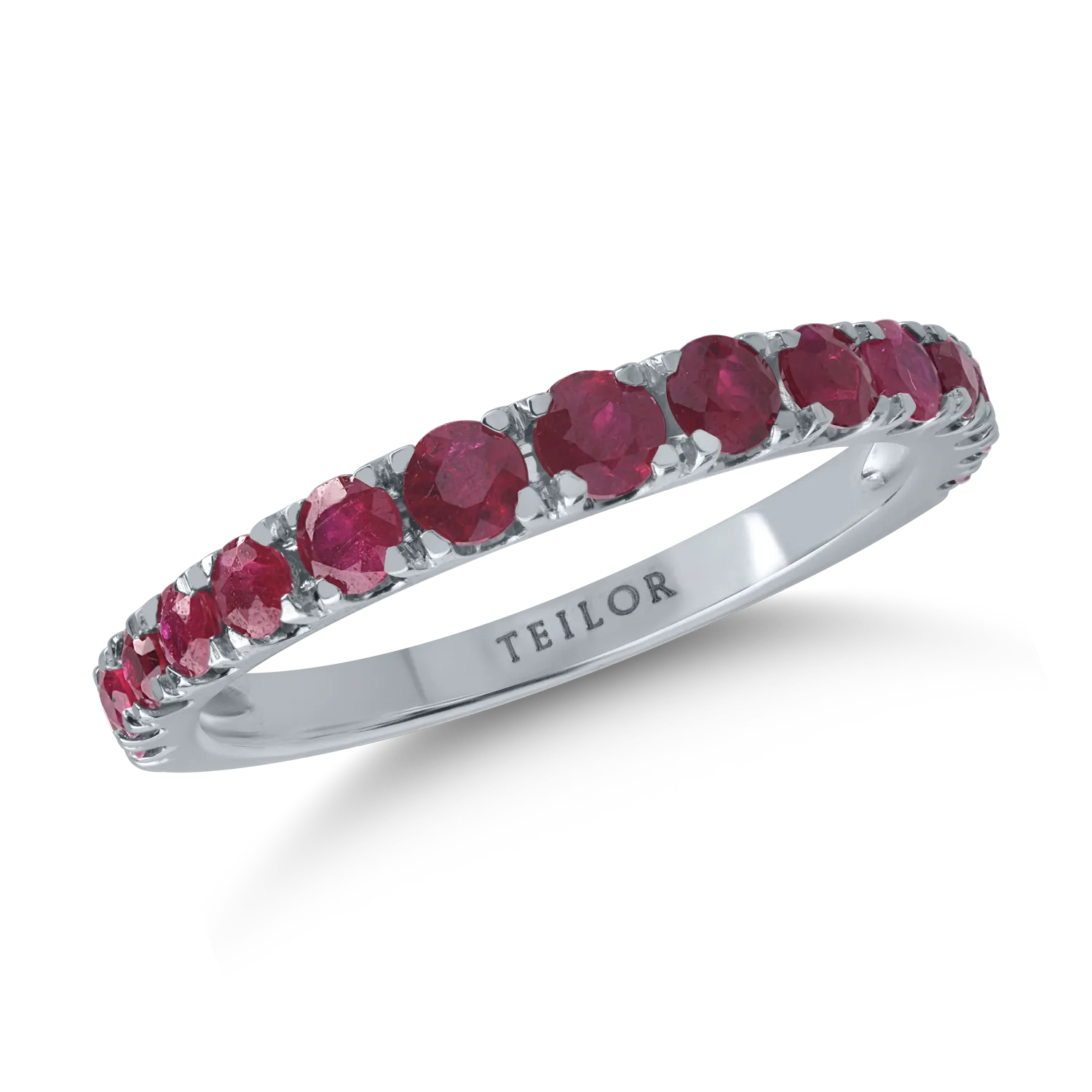 Half eternity in white gold ring with 1.02ct rubies