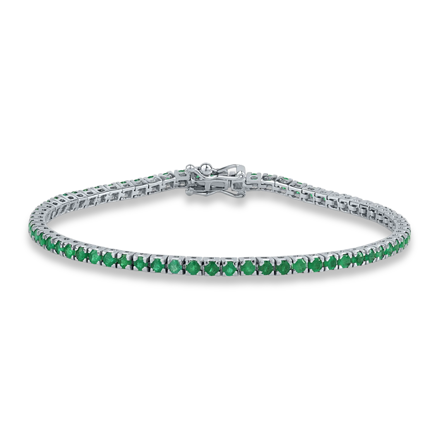 White gold tennis bracelet with 2.63ct emeralds