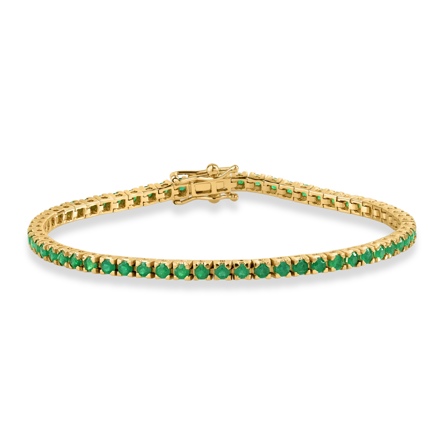 Yellow gold tennis bracelet with 2.26ct emeralds