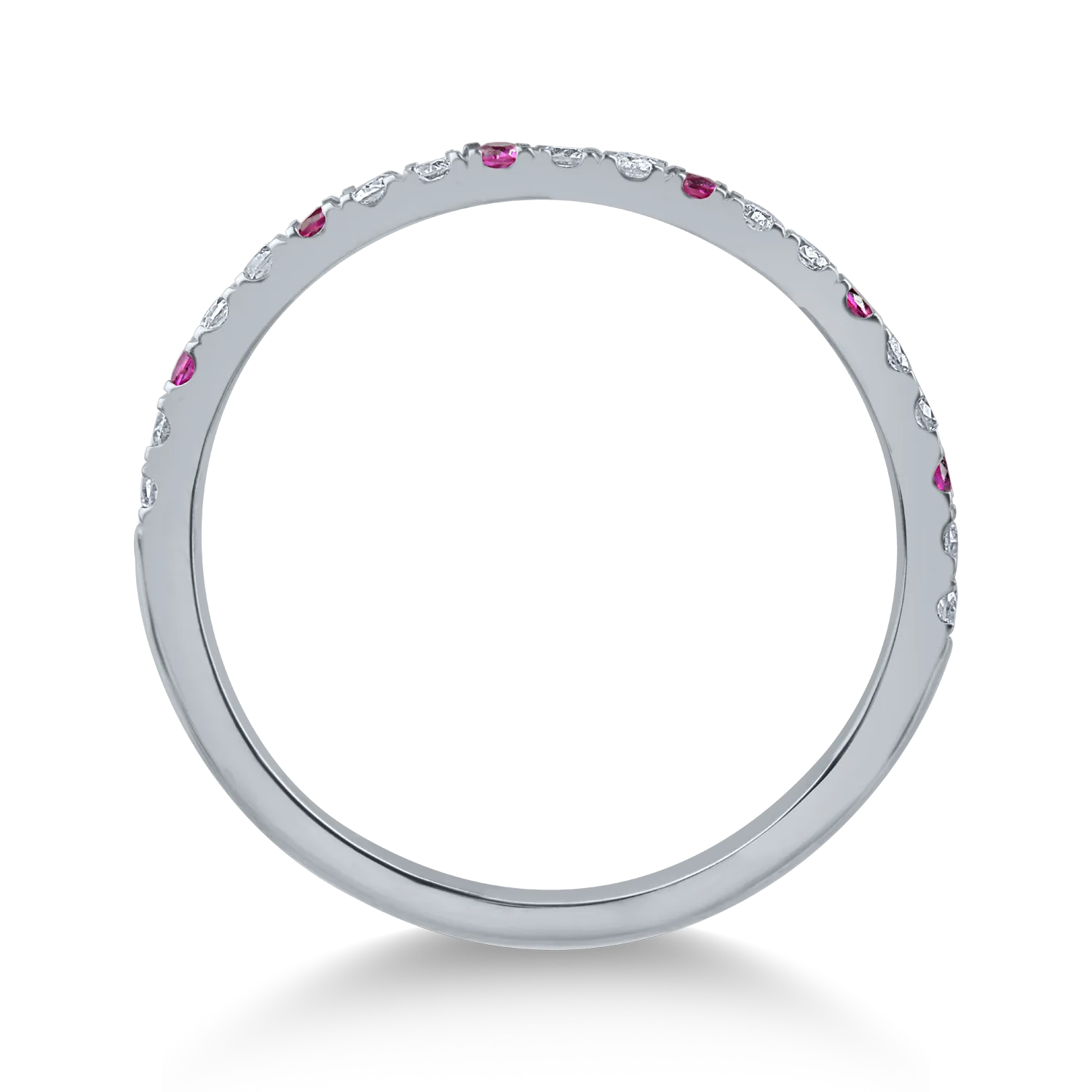 Half eternity ring in white gold with 0.12ct rubies and 0.19ct diamonds