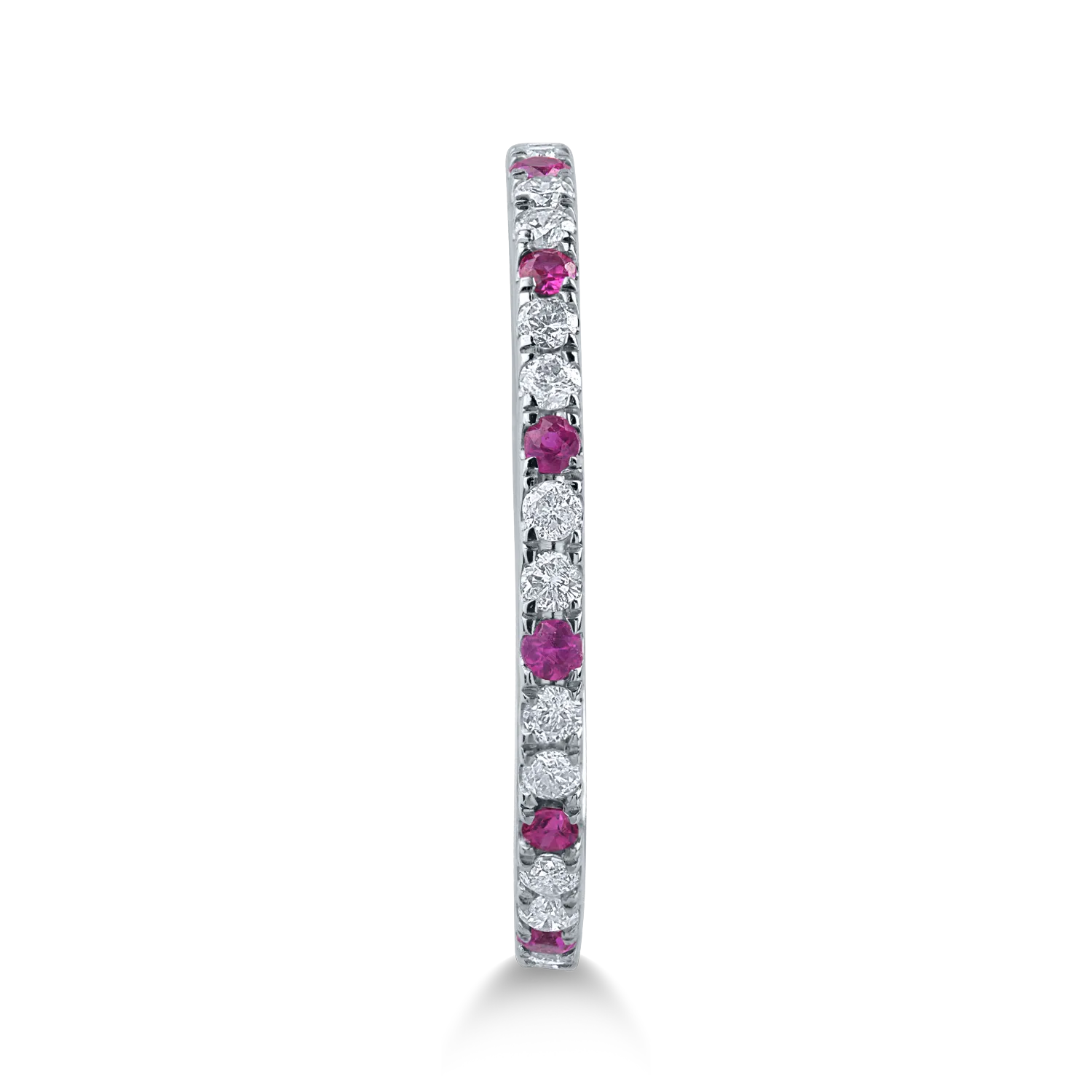 Inel semi eternity din aur alb cu rubine de 0.12ct si diamante de 0.19ct - 2 | YEO