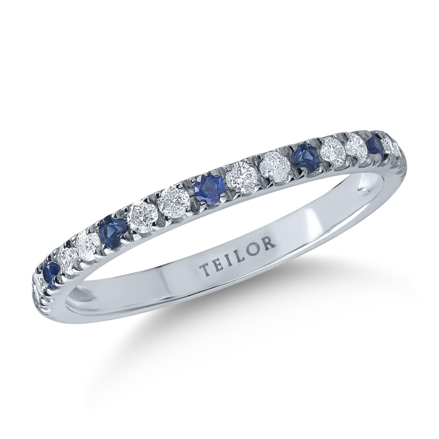 Half eternity ring white gold with 0.12ct sapphires and 0.17ct diamonds