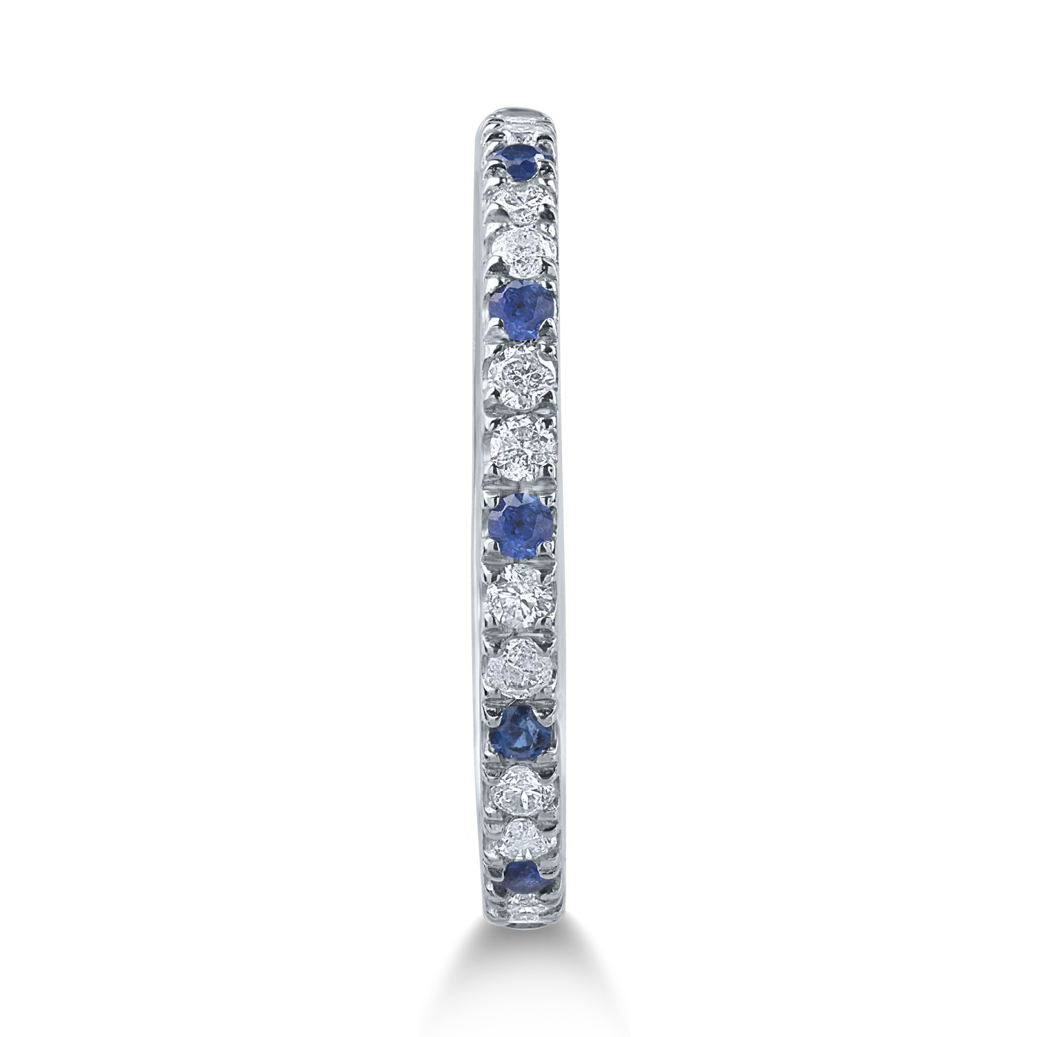 Inel semi eternity din aur alb cu safire de 0.1ct si diamante de 0.16ct