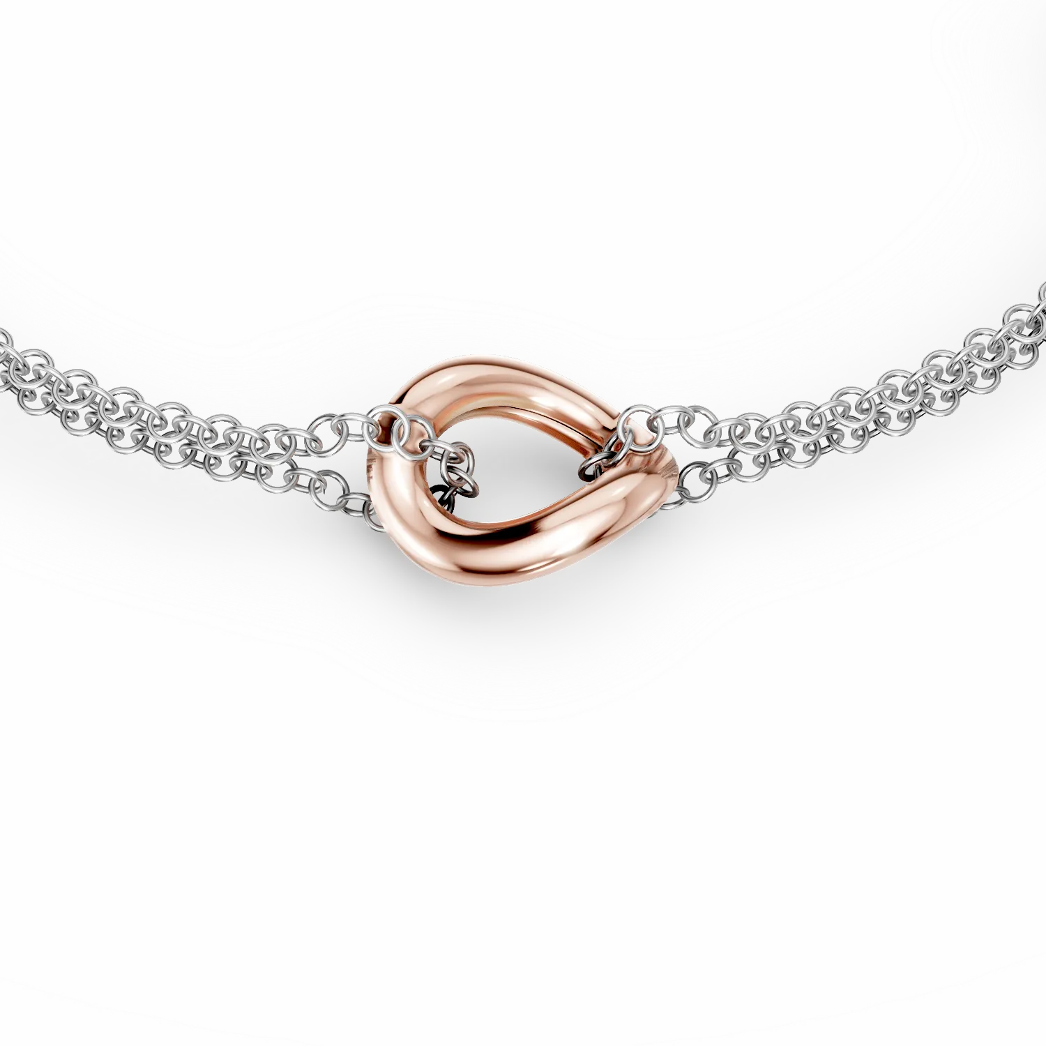 White-rose gold pendant bracelet