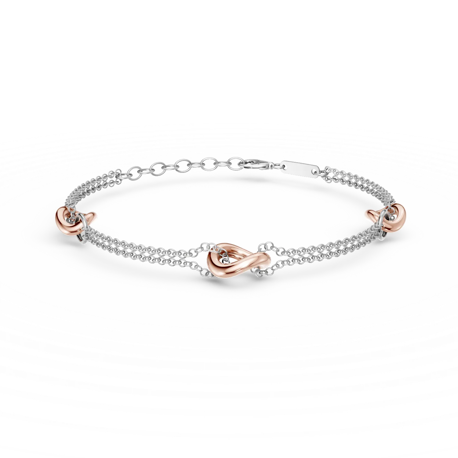 Bratara cu pandantive din aur alb-roz