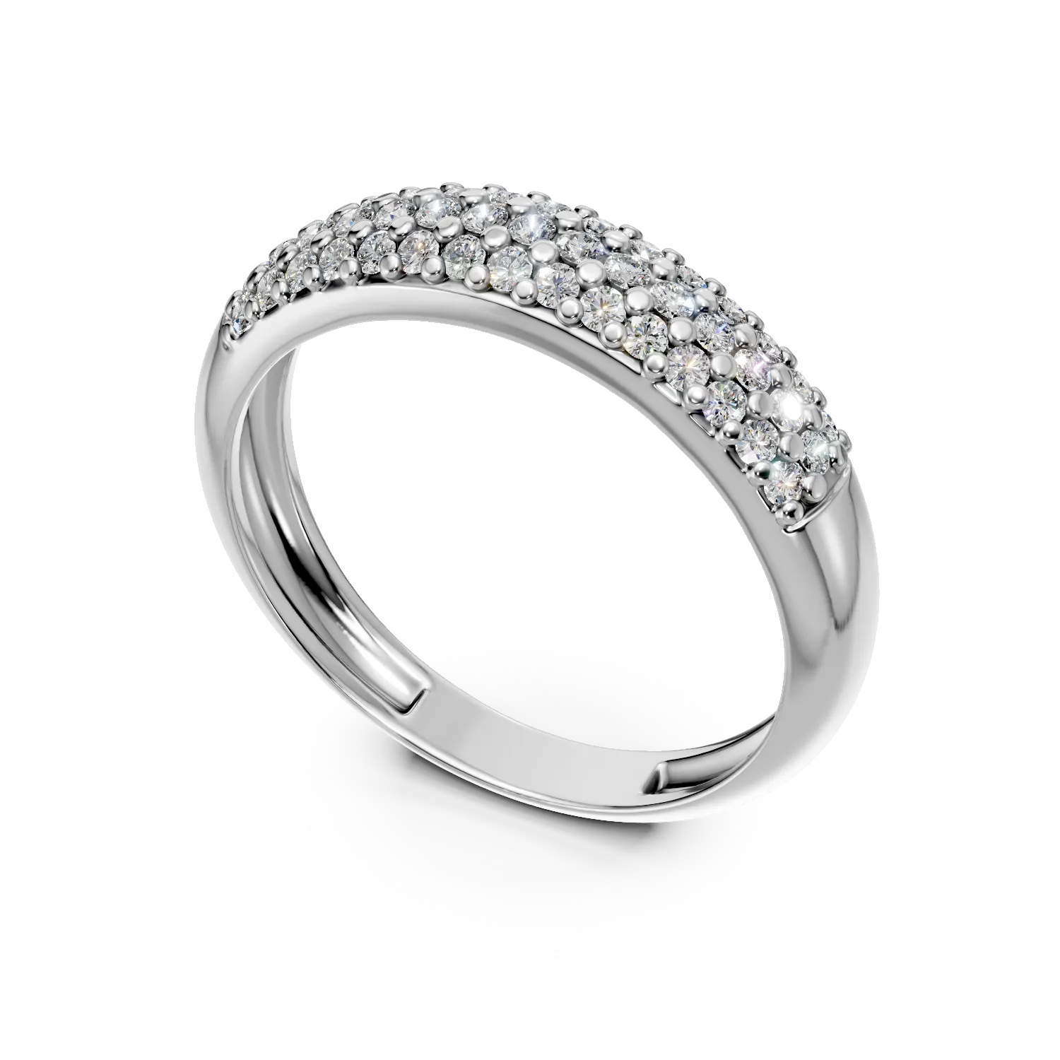 Inel semi eternity din aur alb cu zirconia microsetting - Imagine 2