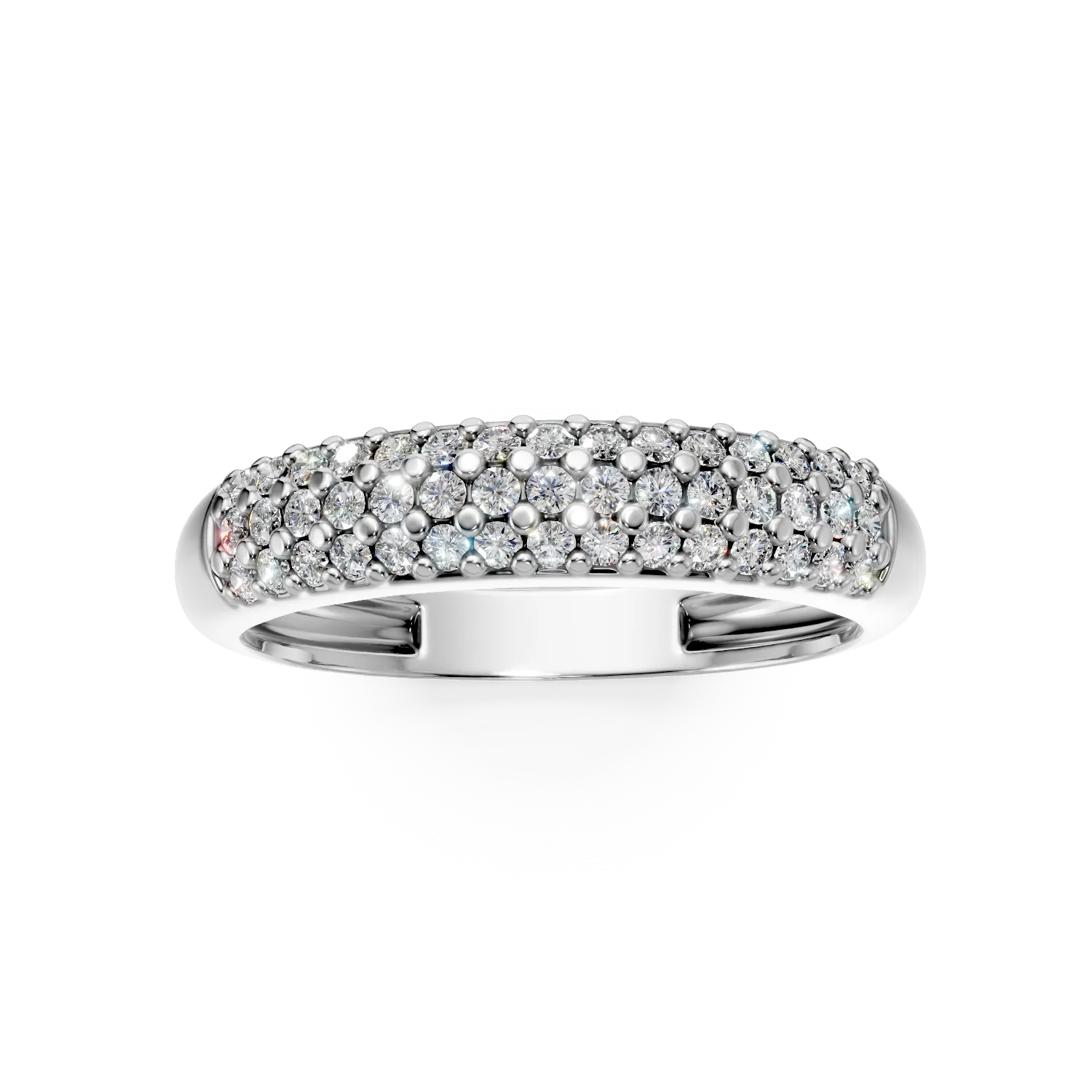 Inel semi eternity din aur alb cu zirconia microsetting - Imagine 3