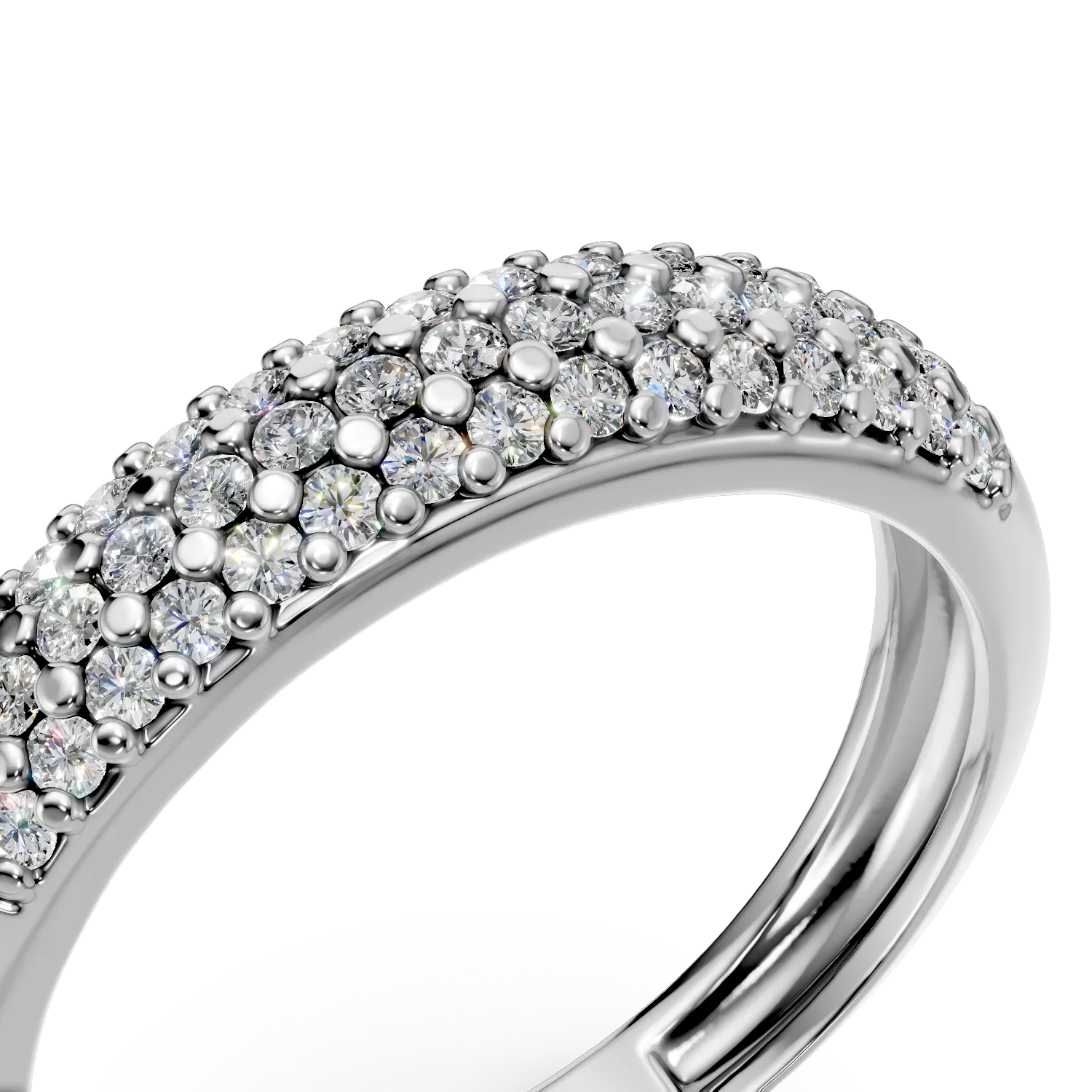 Inel semi eternity din aur alb cu zirconia microsetting - Imagine 4