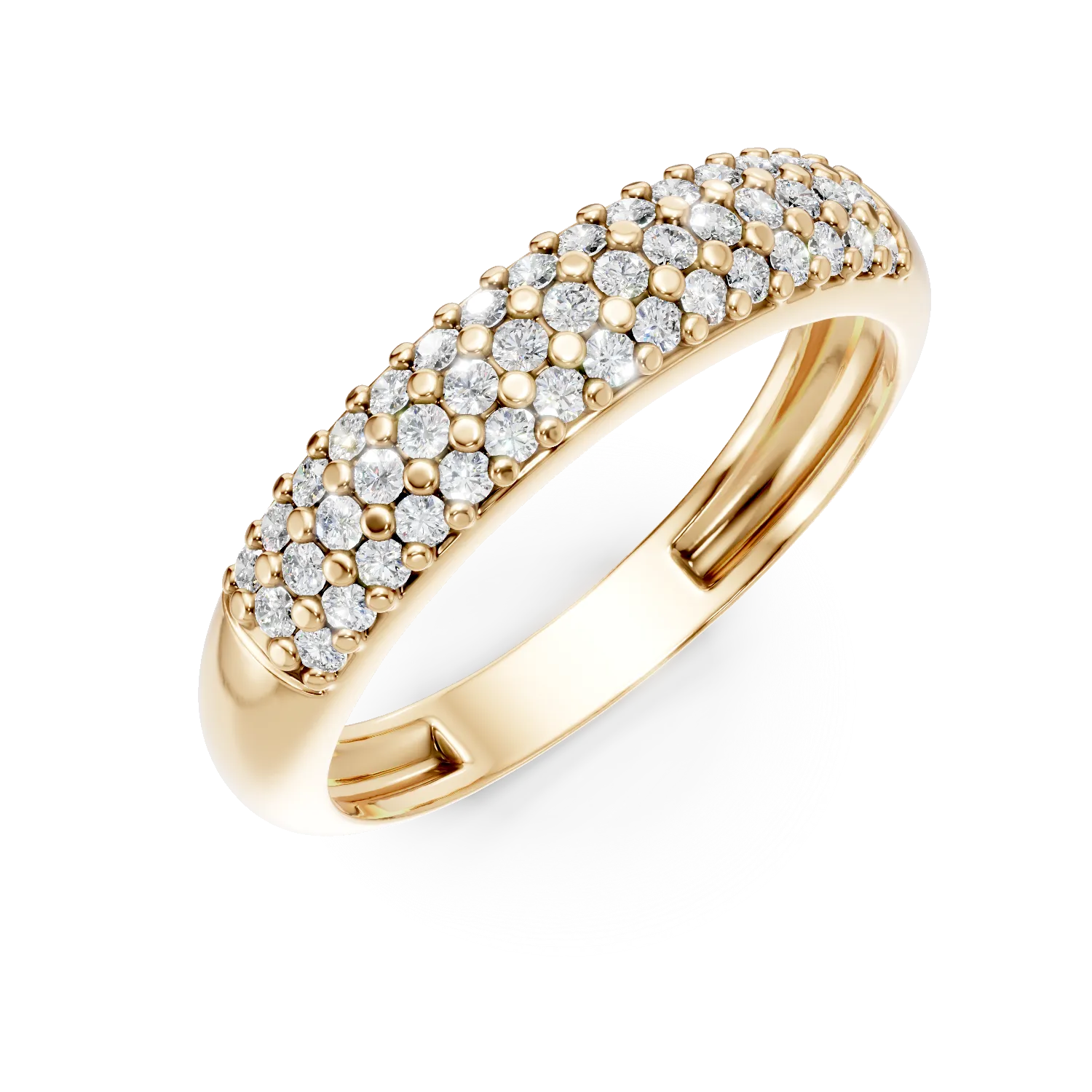 Yellow gold half eternity ring with zirconia-159713