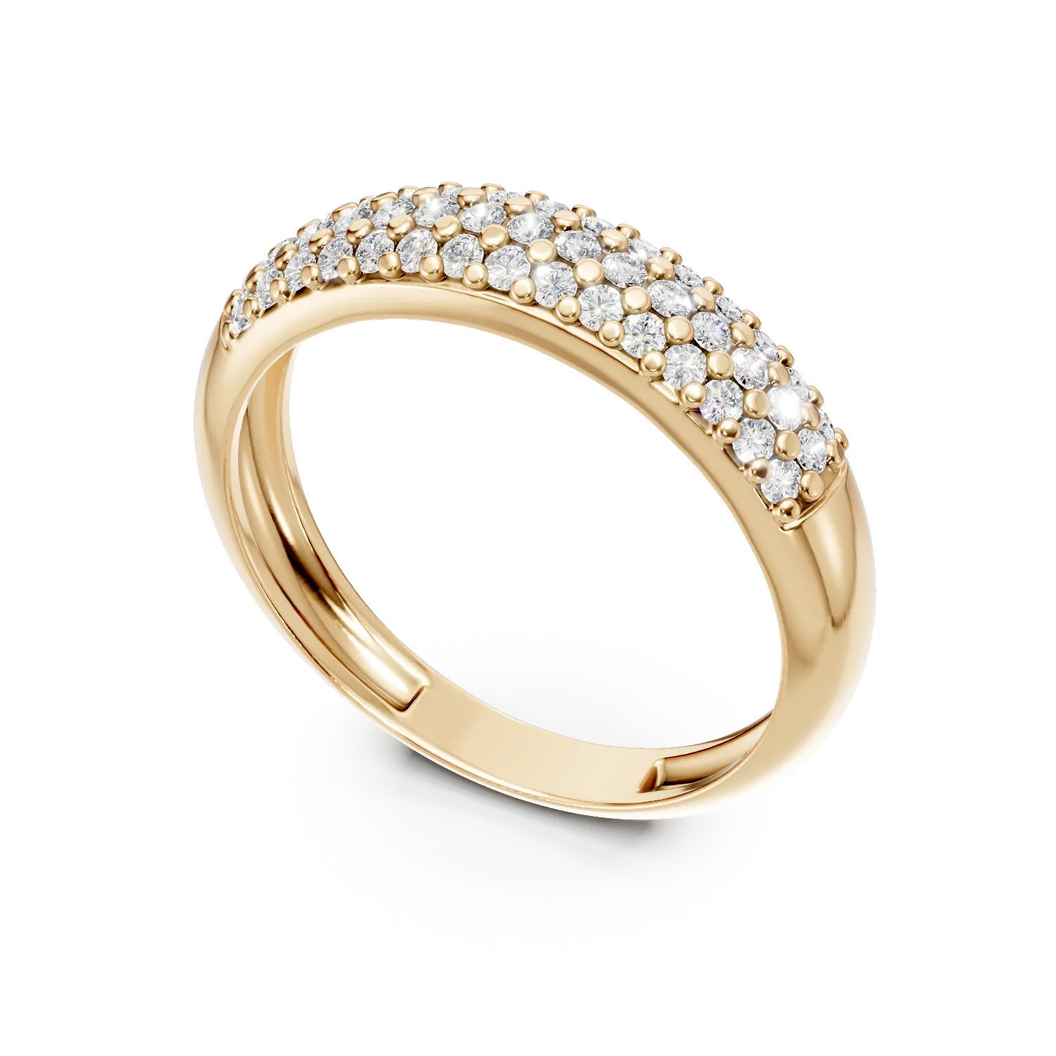 Yellow gold half eternity ring with zirconia