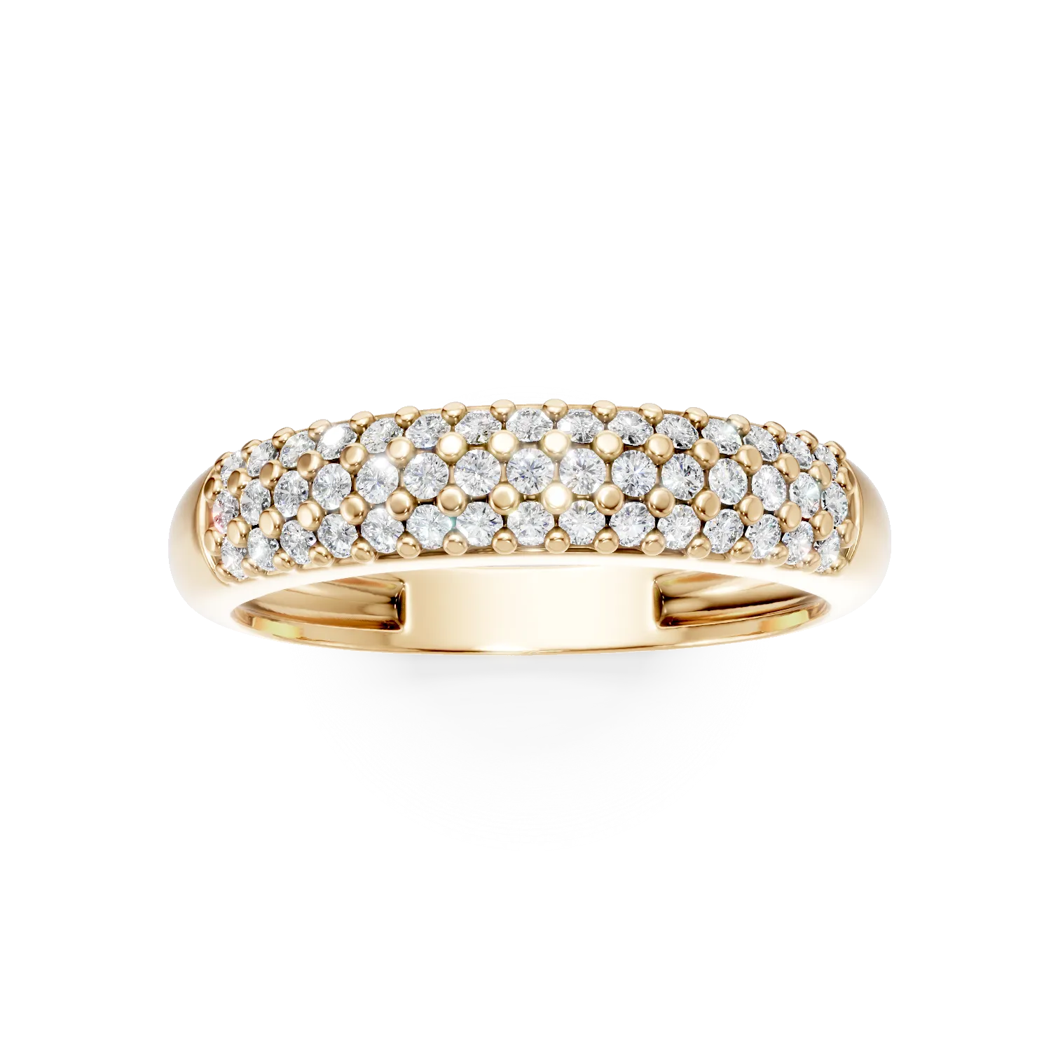 Yellow gold half eternity ring with zirconia