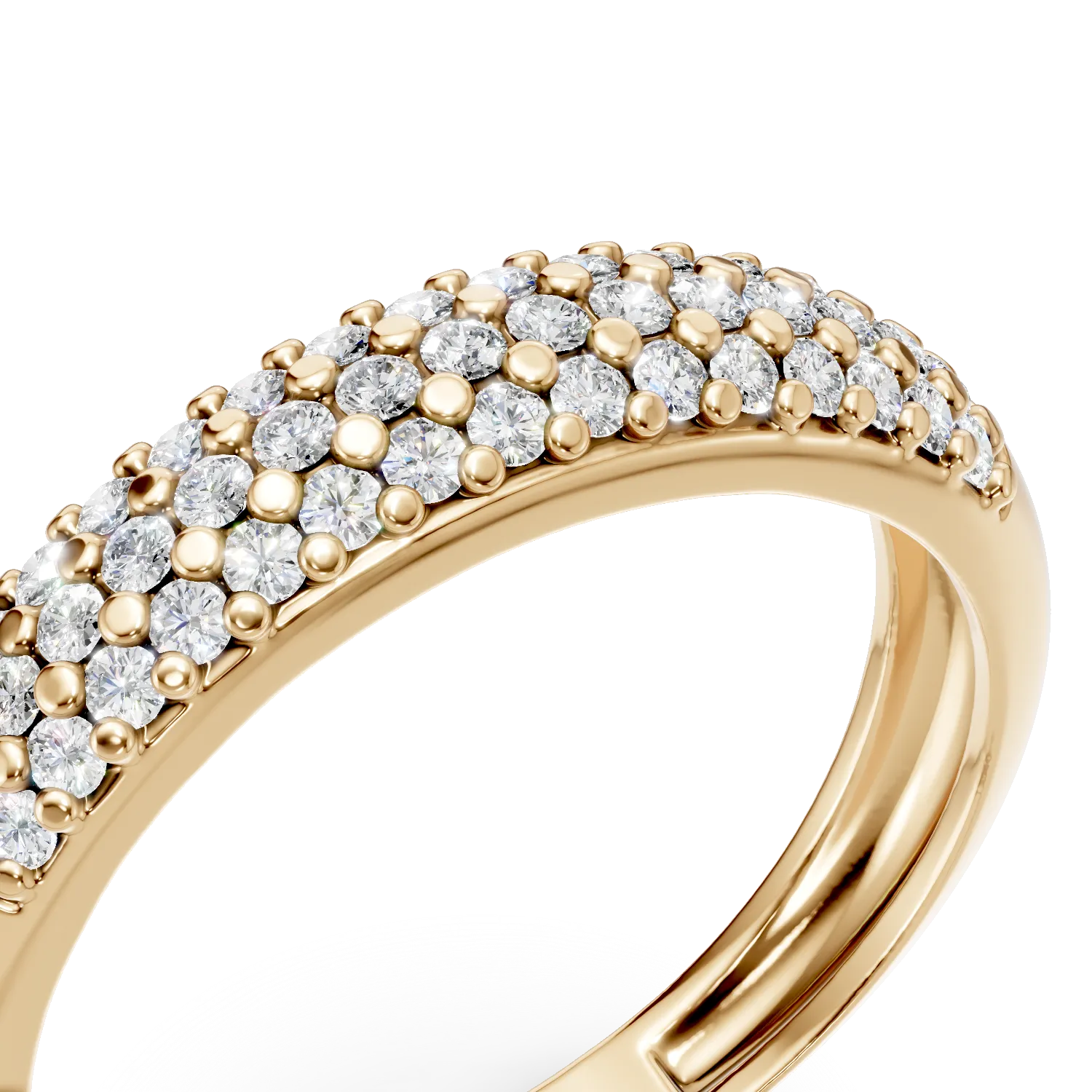 Yellow gold half eternity ring with zirconia