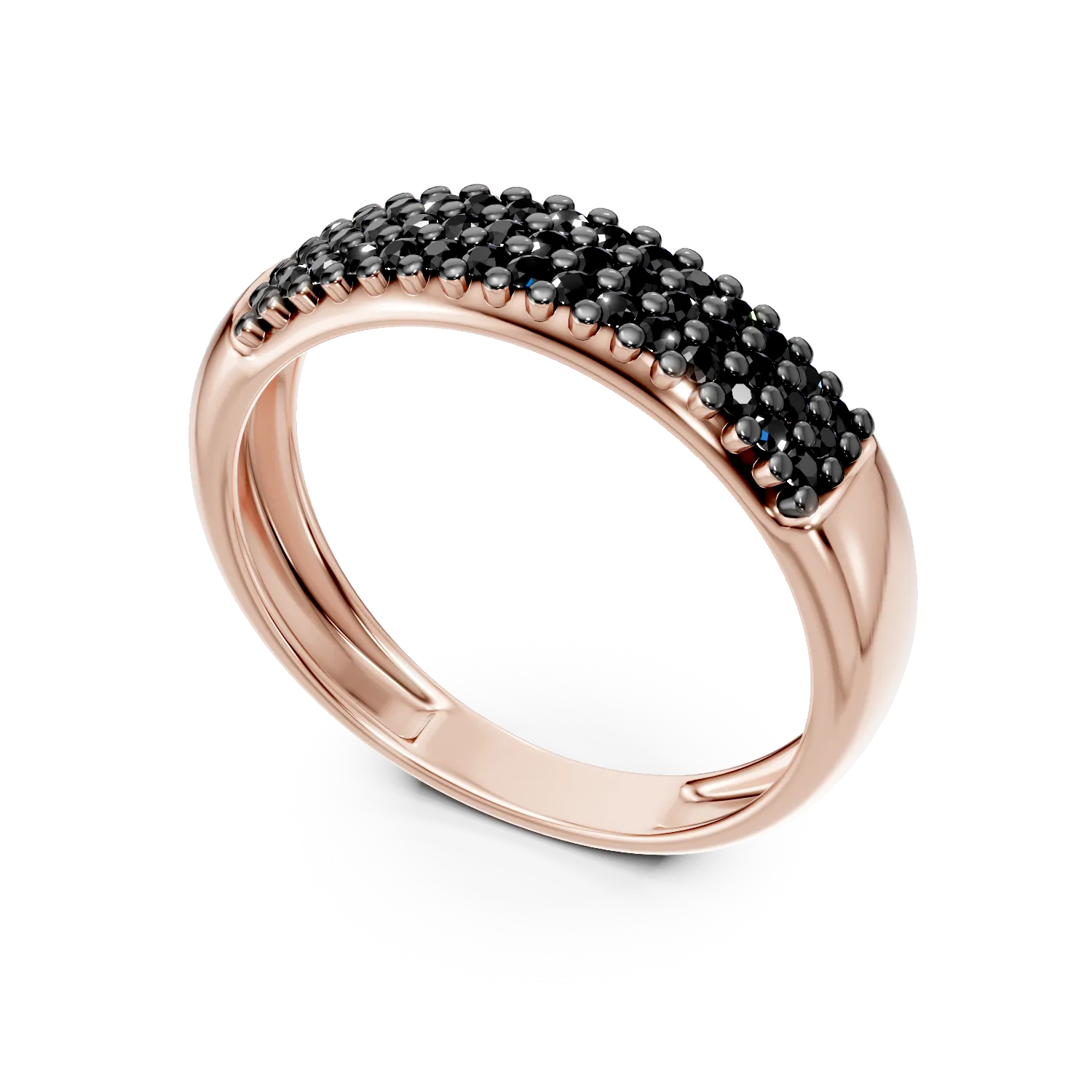Inel semi eternity din aur roz cu zirconii