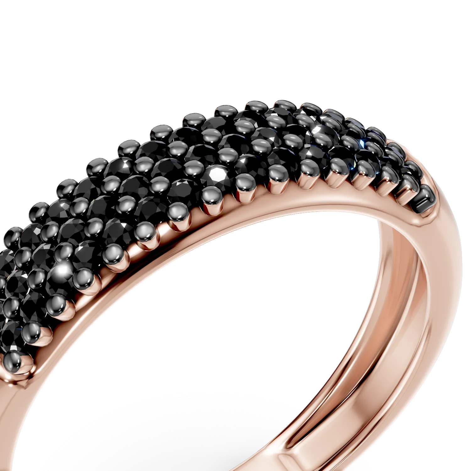 Rose gold half eternity ring with zirconia