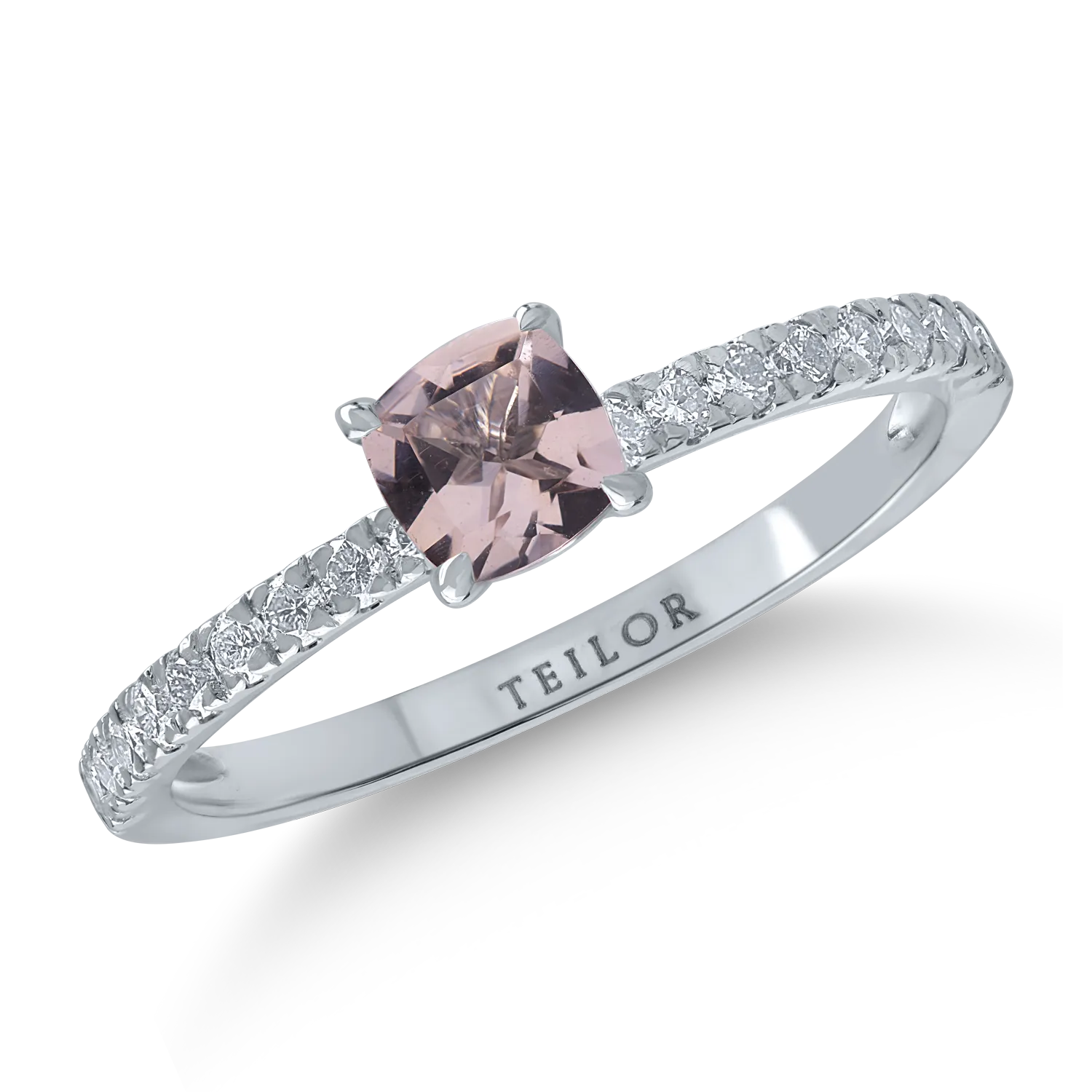 White gold engagement ring with 0.49ct morganite and 0.33ct diamonds