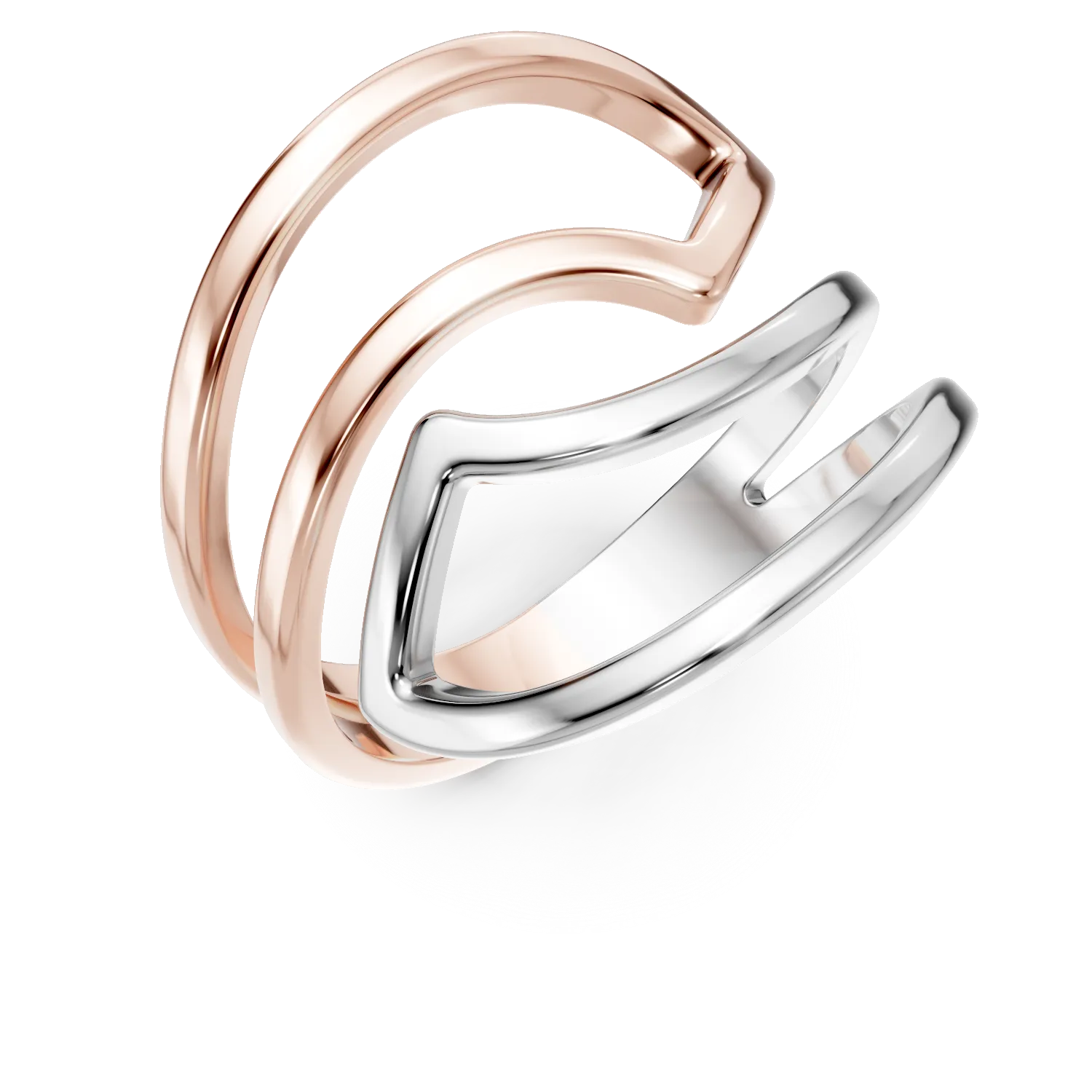 White-rose gold geometric ring-159752