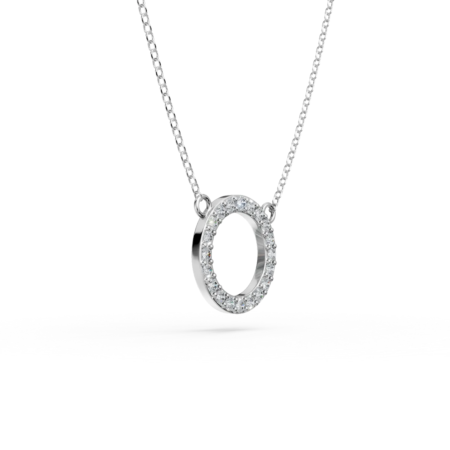 White gold pendant necklace with zirconia