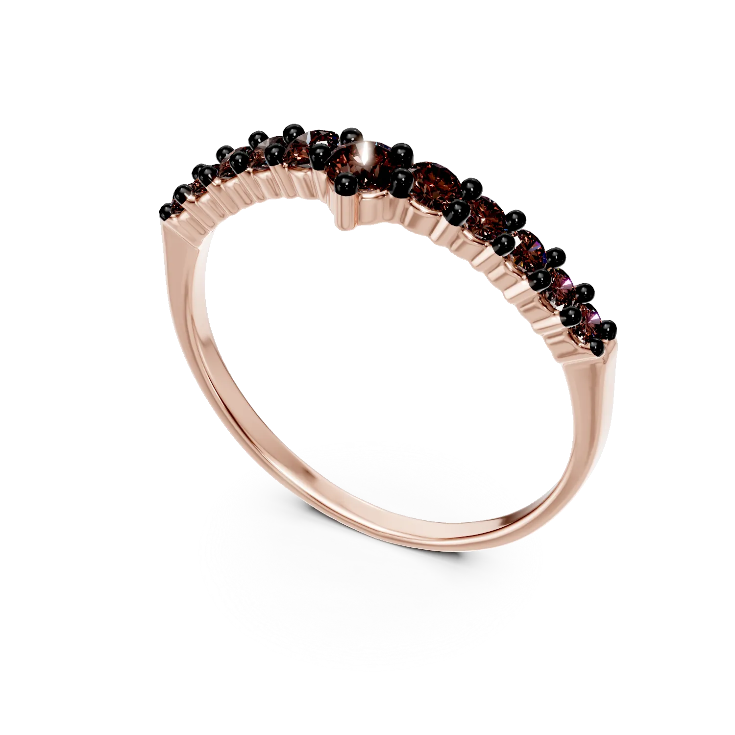 Rose gold half eternity ring with microsetting zirconia