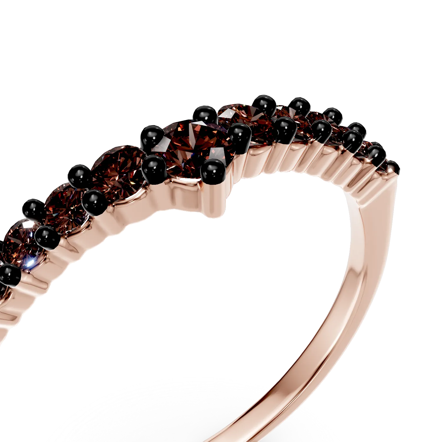 Rose gold half eternity ring with microsetting zirconia