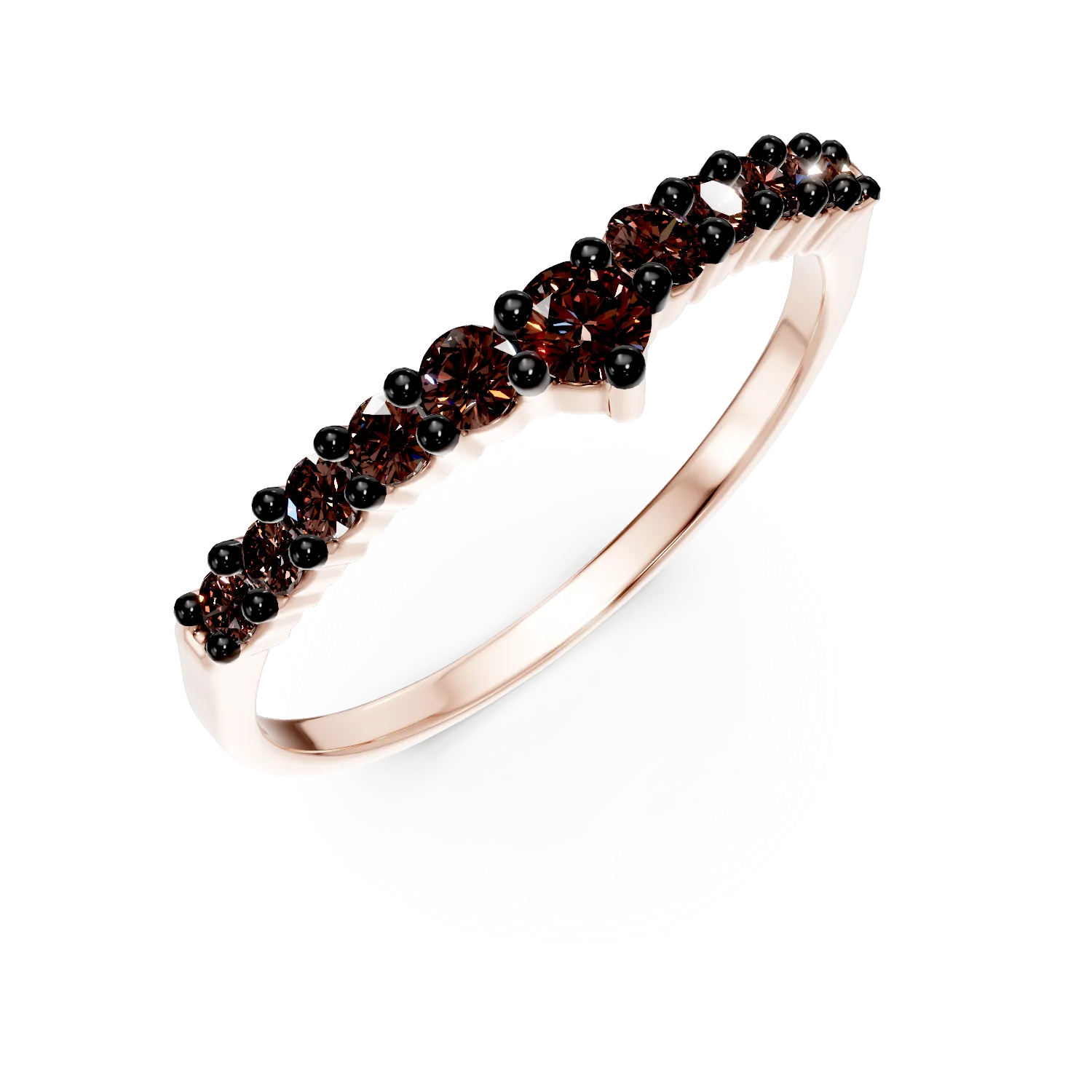 Rose gold half eternity ring with microsetting zirconia