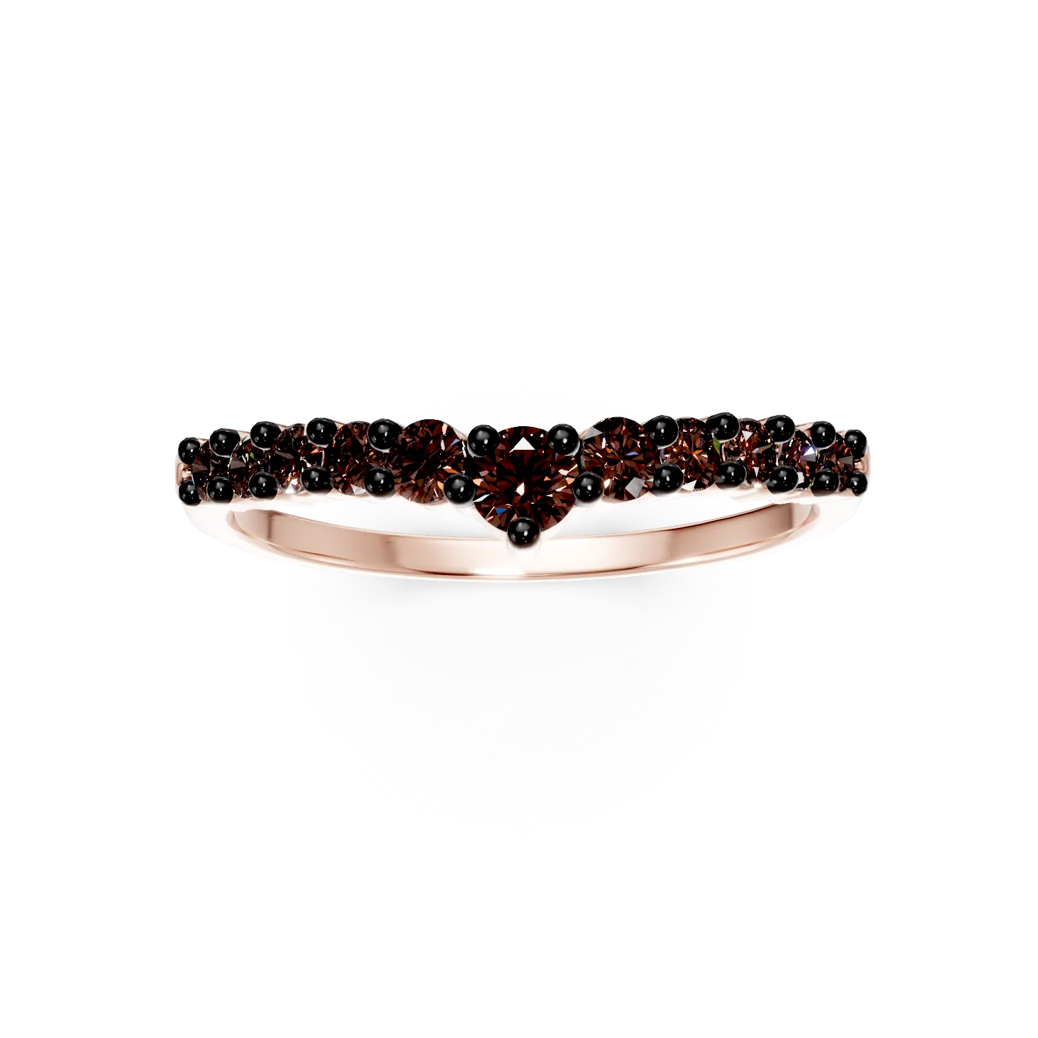 Inel semi eternity din aur roz cu zirconia microsetting