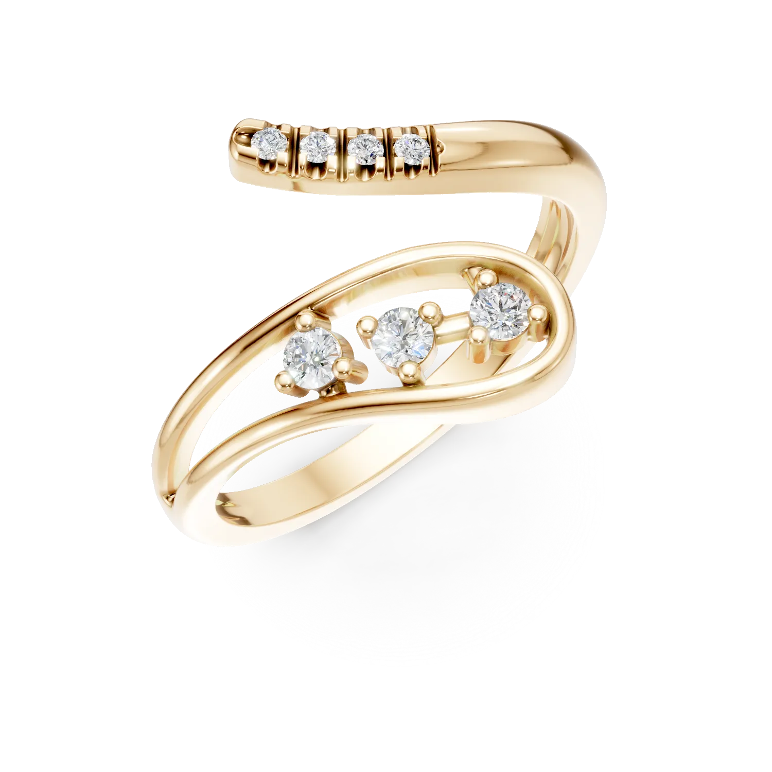 Yellow gold open ring with zirconia-159797