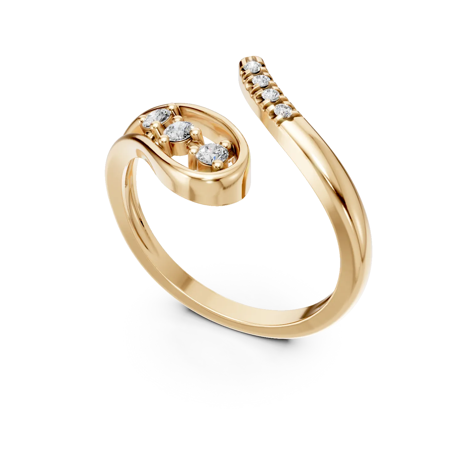 Yellow gold open ring with zirconia