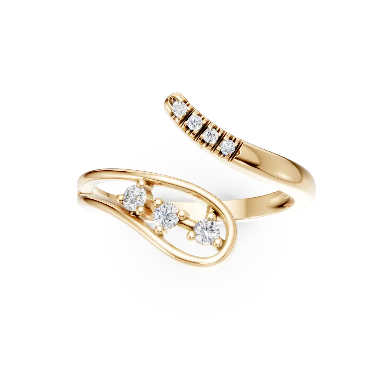 Yellow gold open ring with zirconia