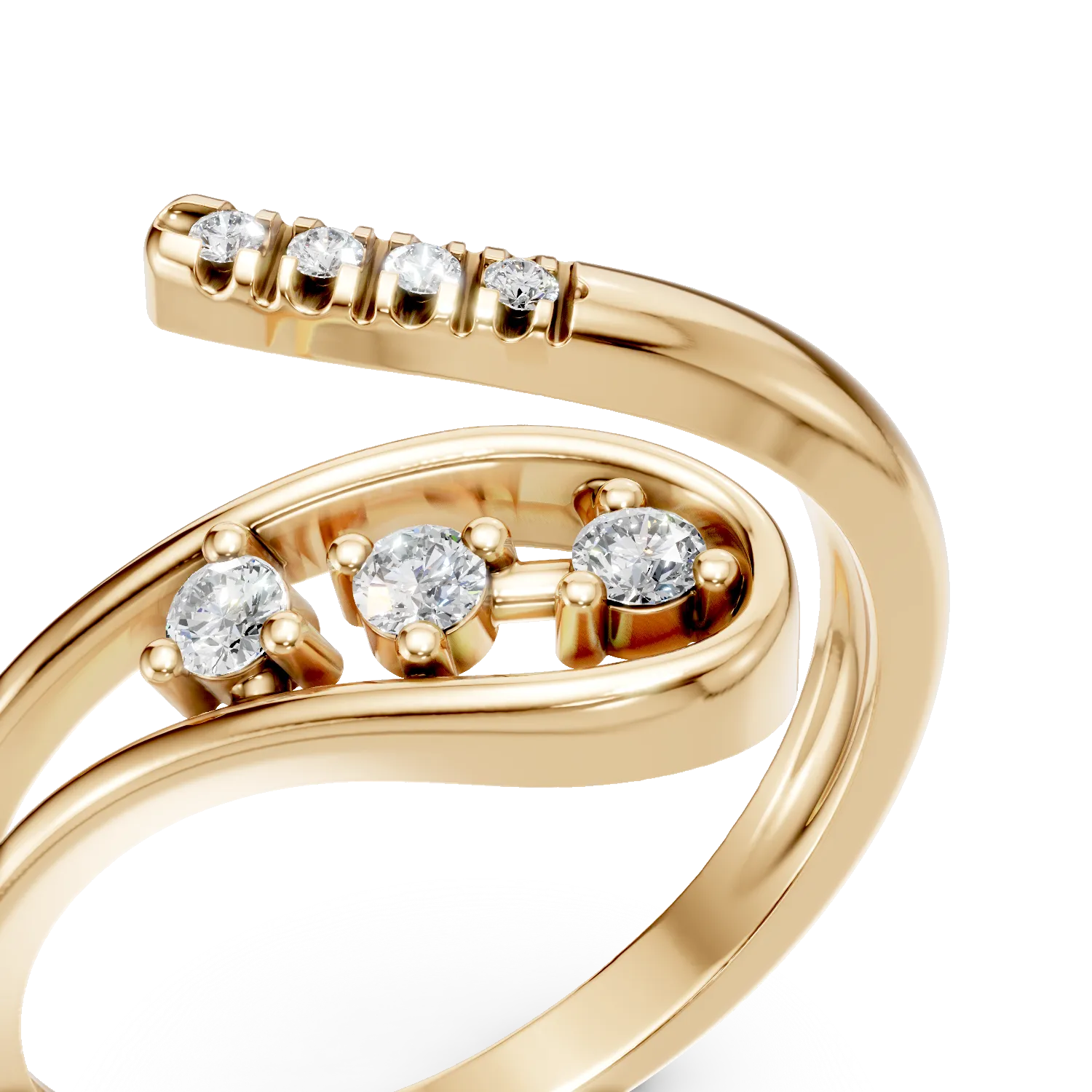 Yellow gold open ring with zirconia