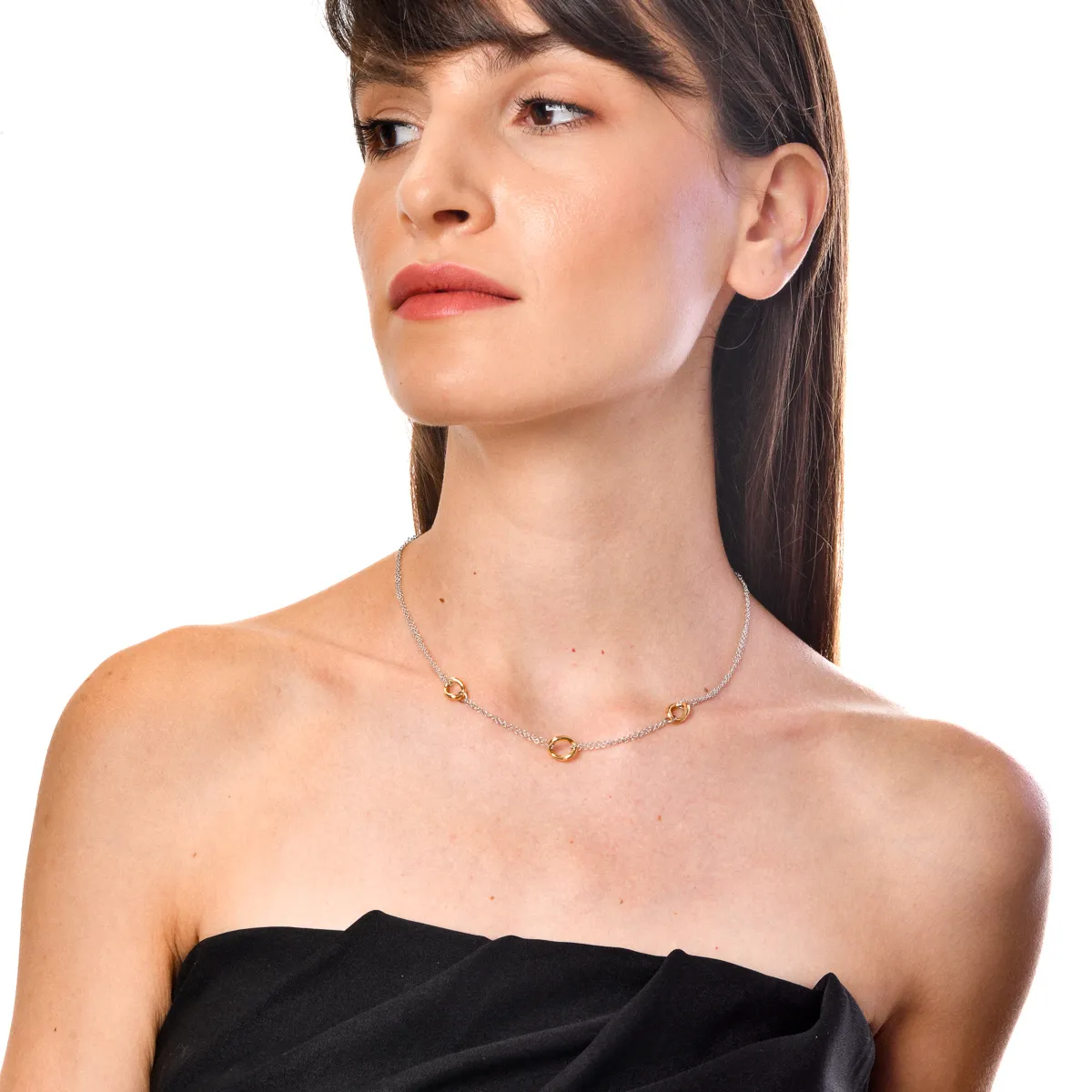 White-yellow gold pendant chain
