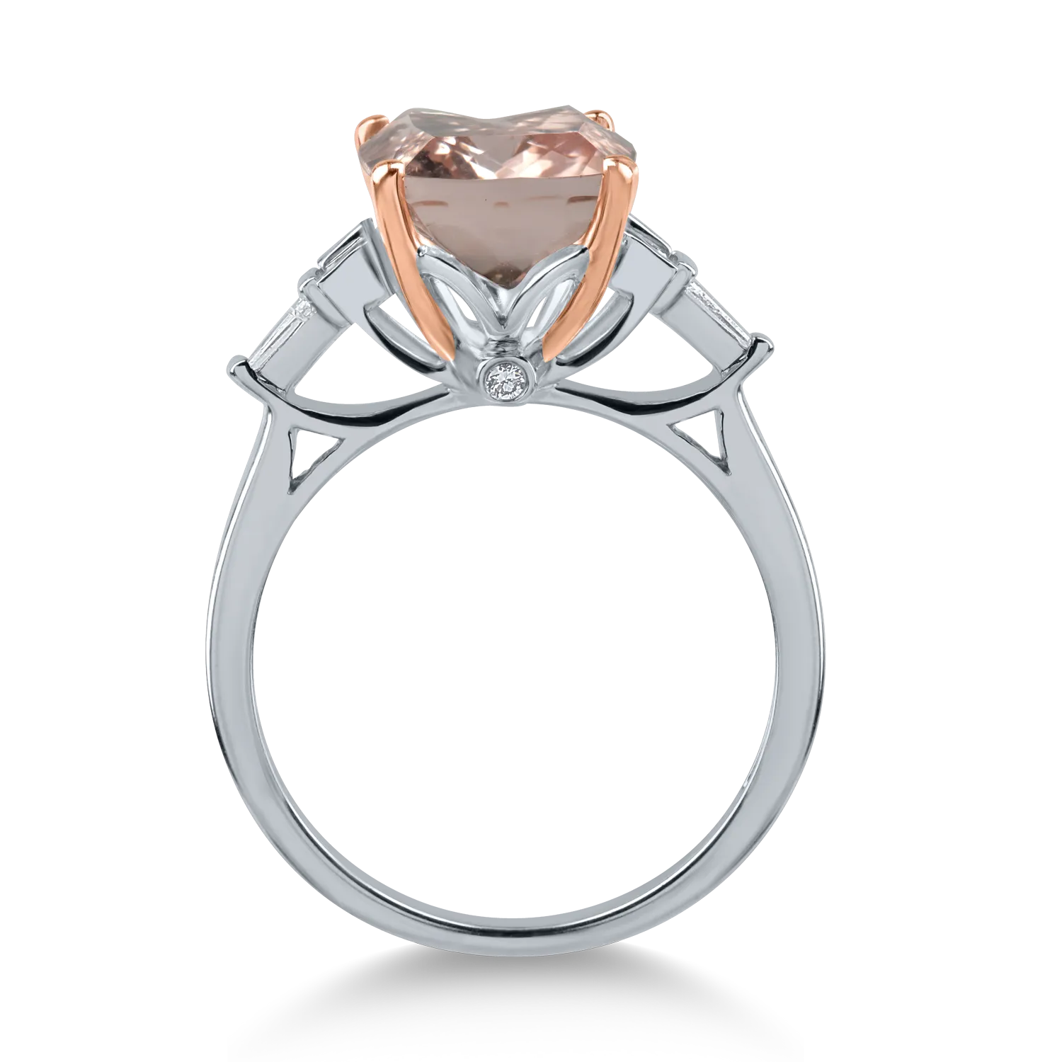 White-rose gold ring with 3.94ct morganite and 0.29ct diamonds