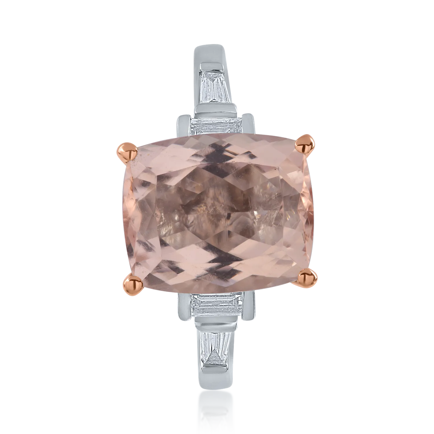 White-rose gold ring with 3.94ct morganite and 0.29ct diamonds