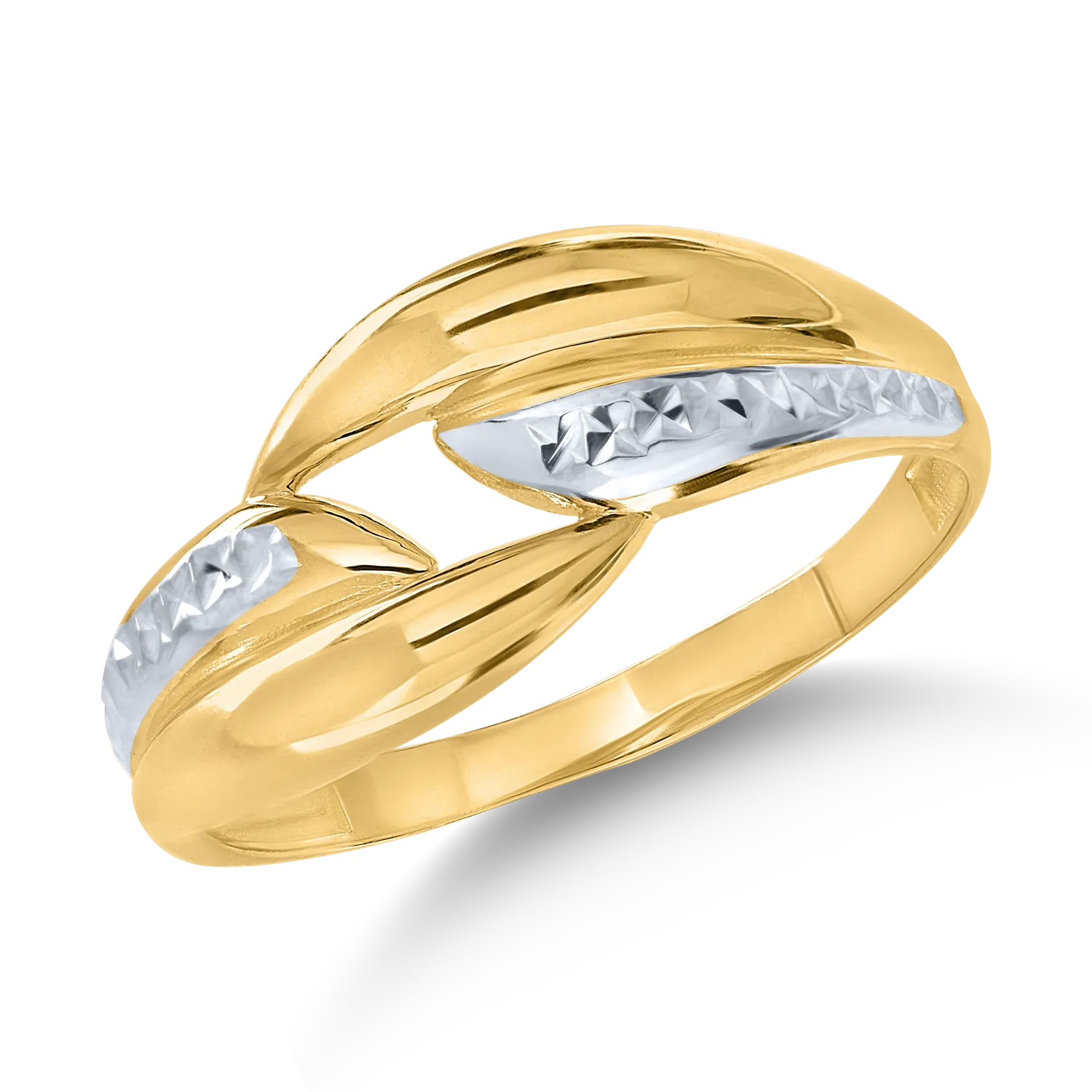 White-yellow gold ring
