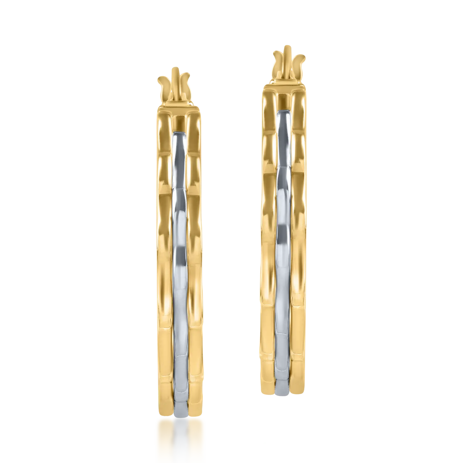 White-yellow gold earrings