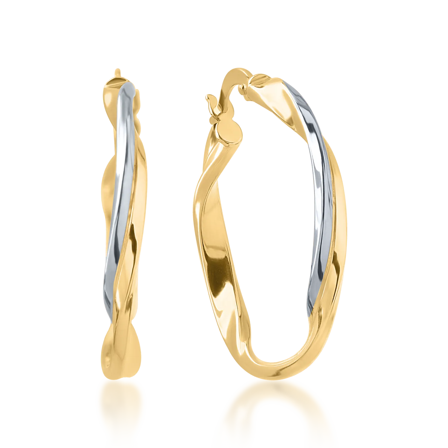 White-yellow gold earrings