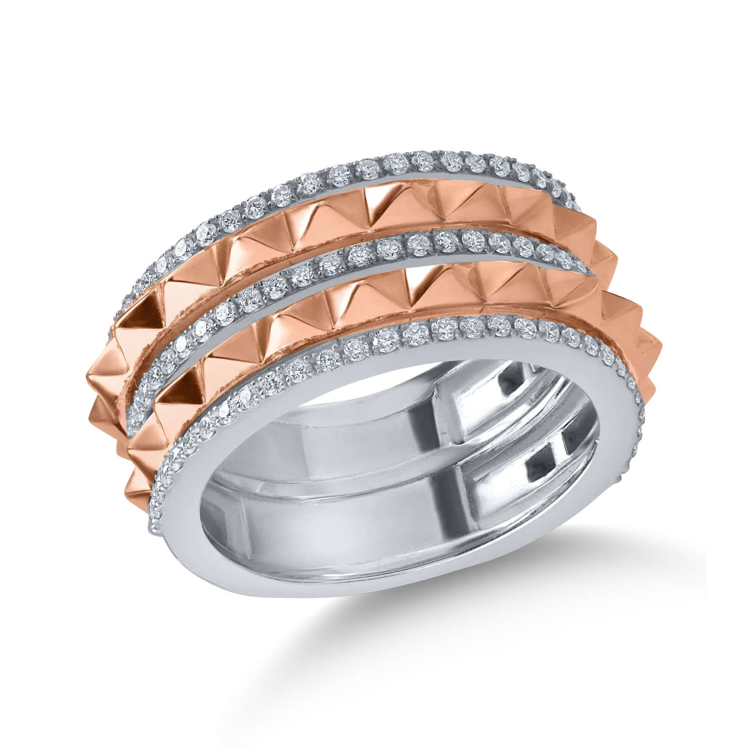 Inel din aur alb-roz cu diamante baguette de 0.4ct