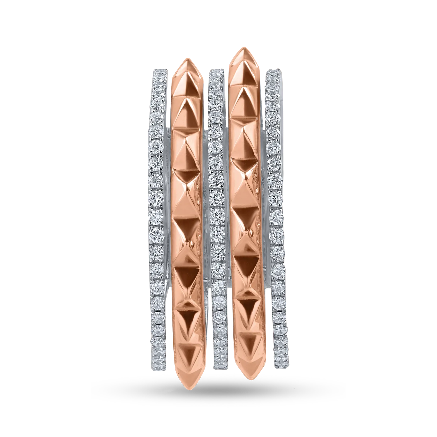 Inel din aur alb-roz cu diamante baguette de 0.46ct